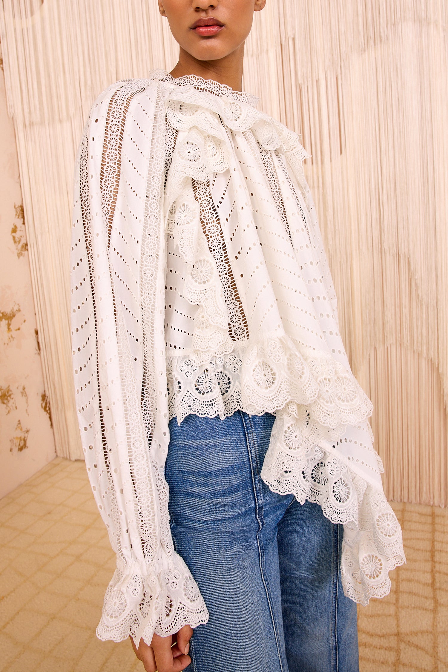 Marcella Asymmetrical Long Sleeve Blouse - Pristine