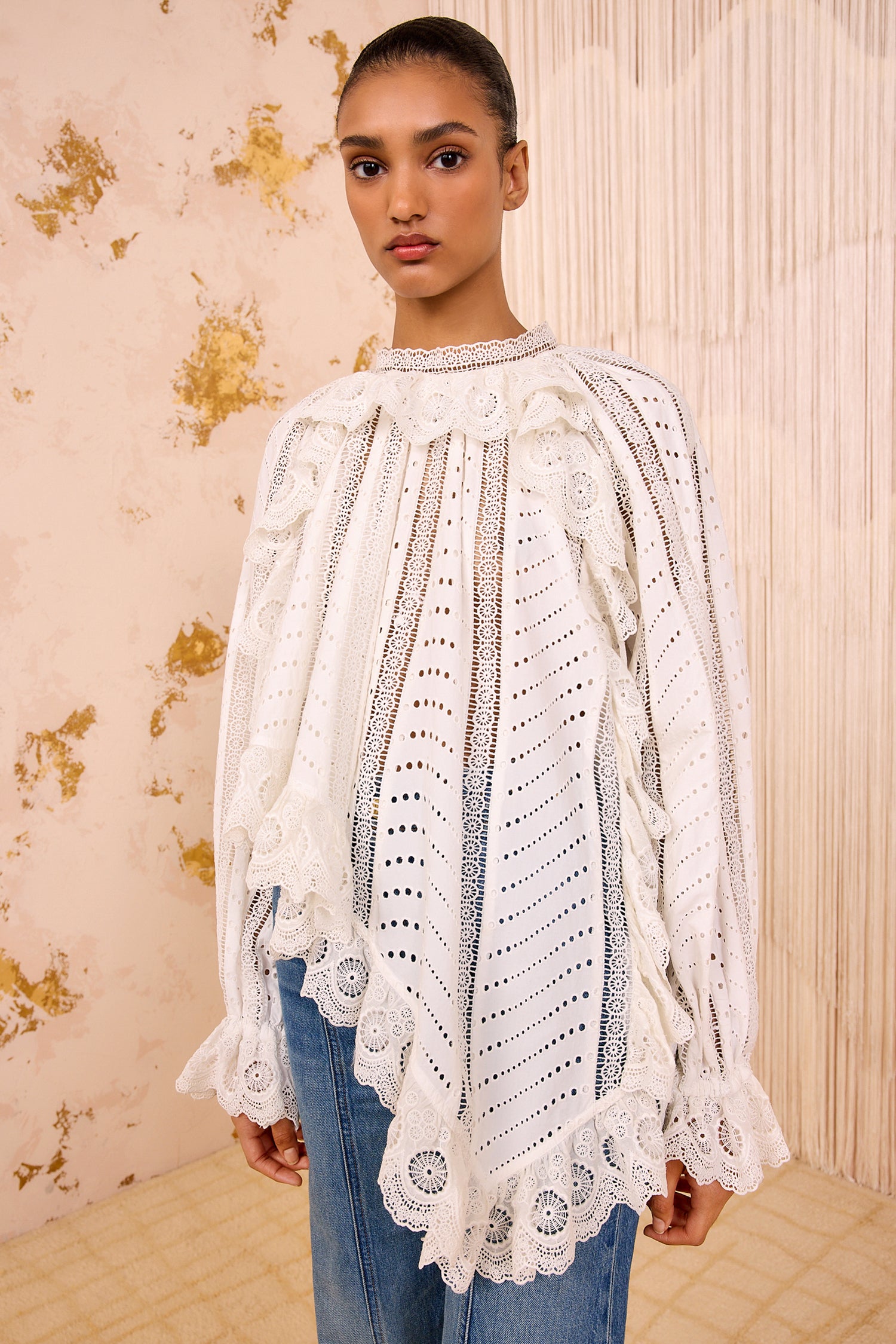Marcella Asymmetrical Long Sleeve Blouse - Pristine