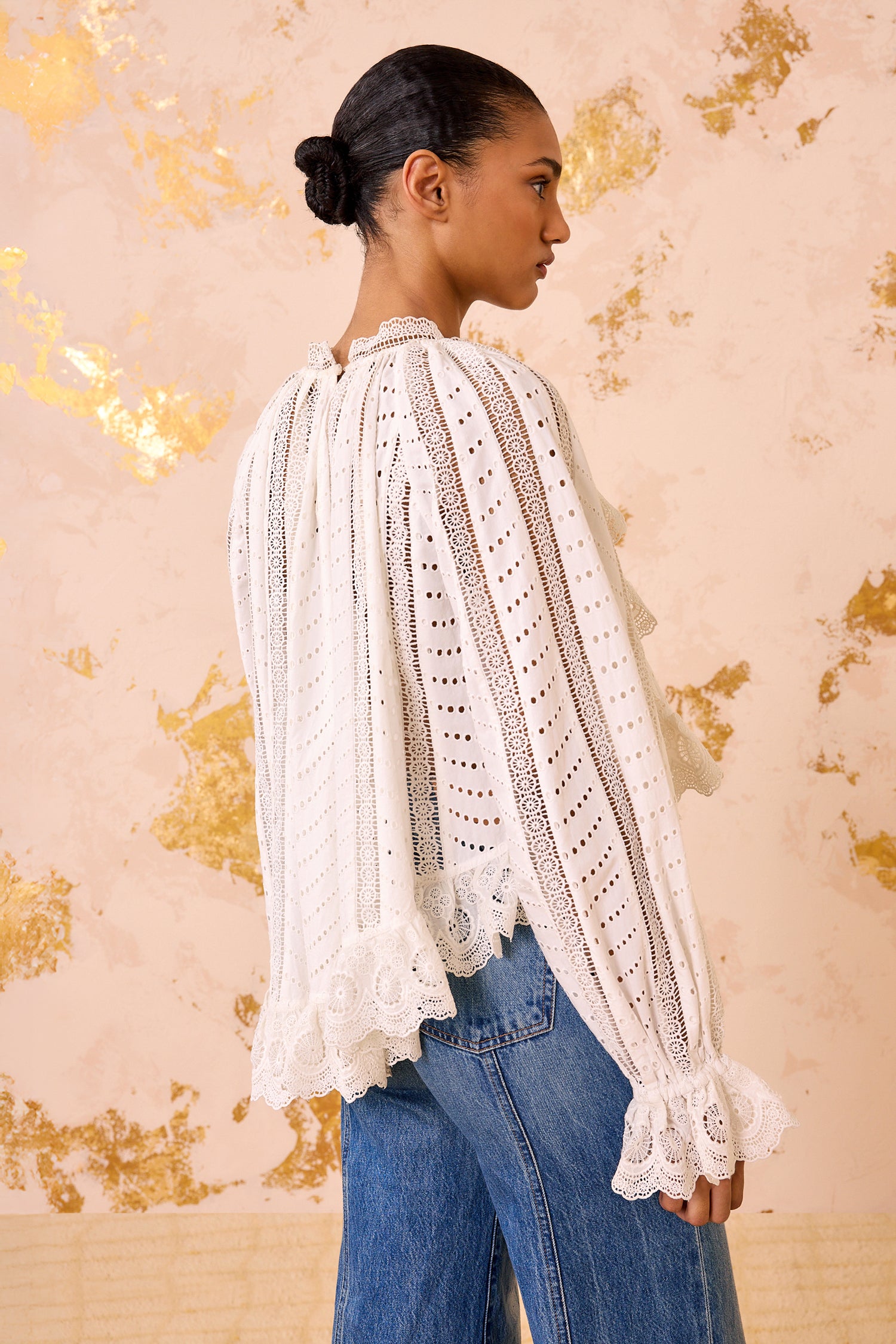 Marcella Asymmetrical Long Sleeve Blouse - Pristine
