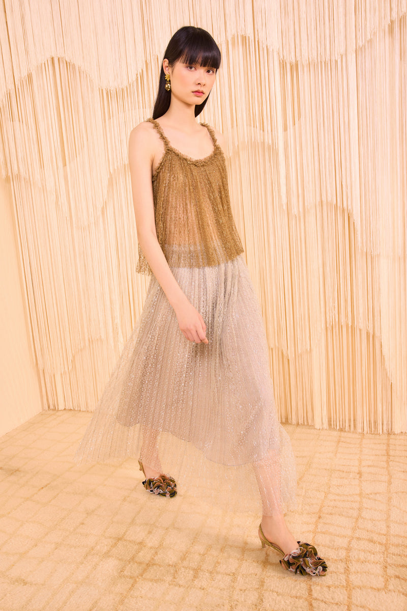 スカート yilon LACE PLEATS PANTS SKIRT ULLAJOHNSON_RenHighWaistLaceTr