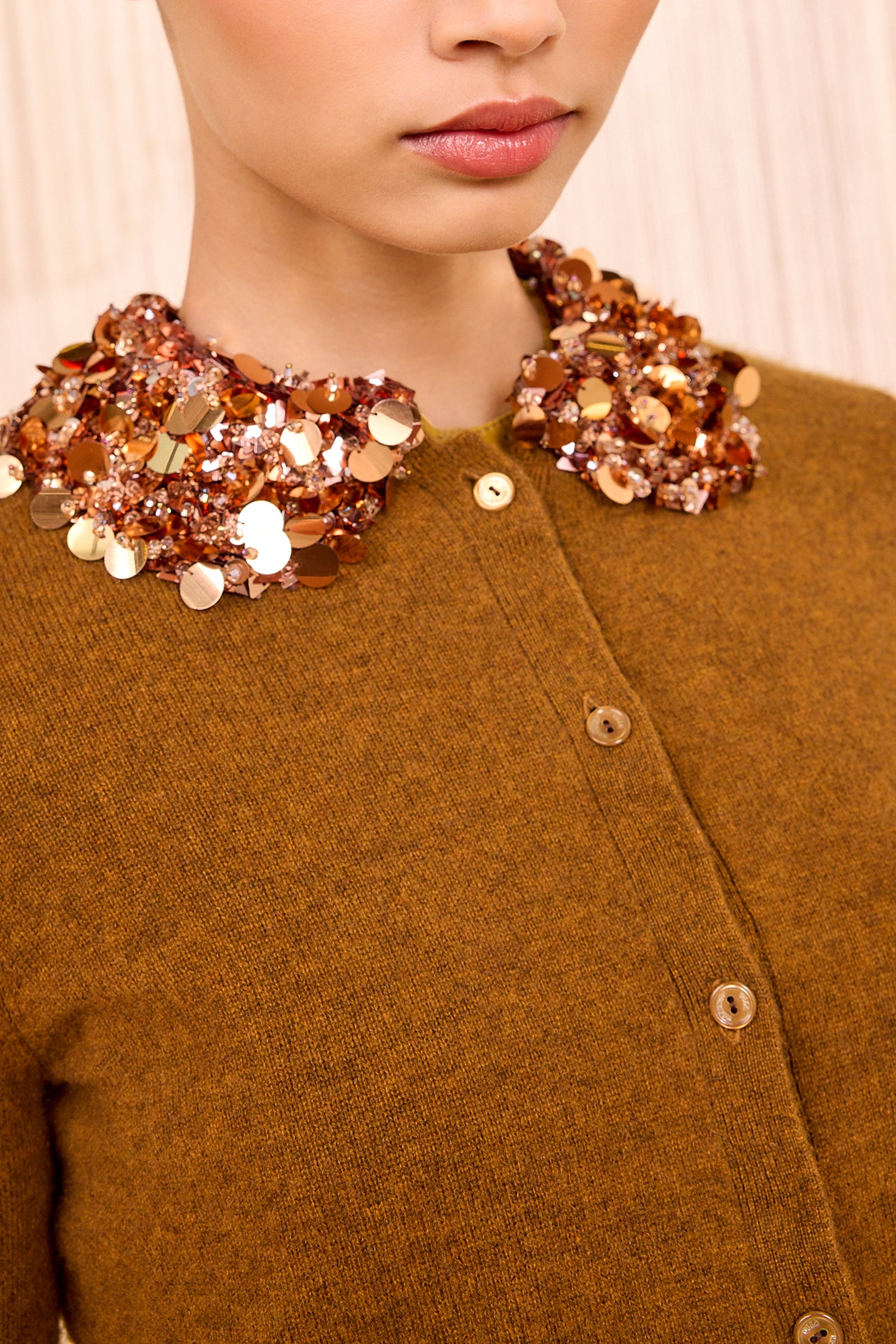 Margaux Embroidered Cashmere Cardigan - Umber