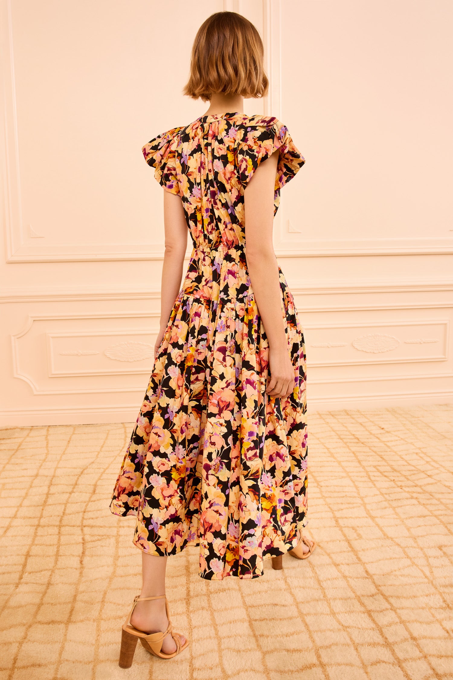 Marin Cotton Midi Dress - Night Bloom