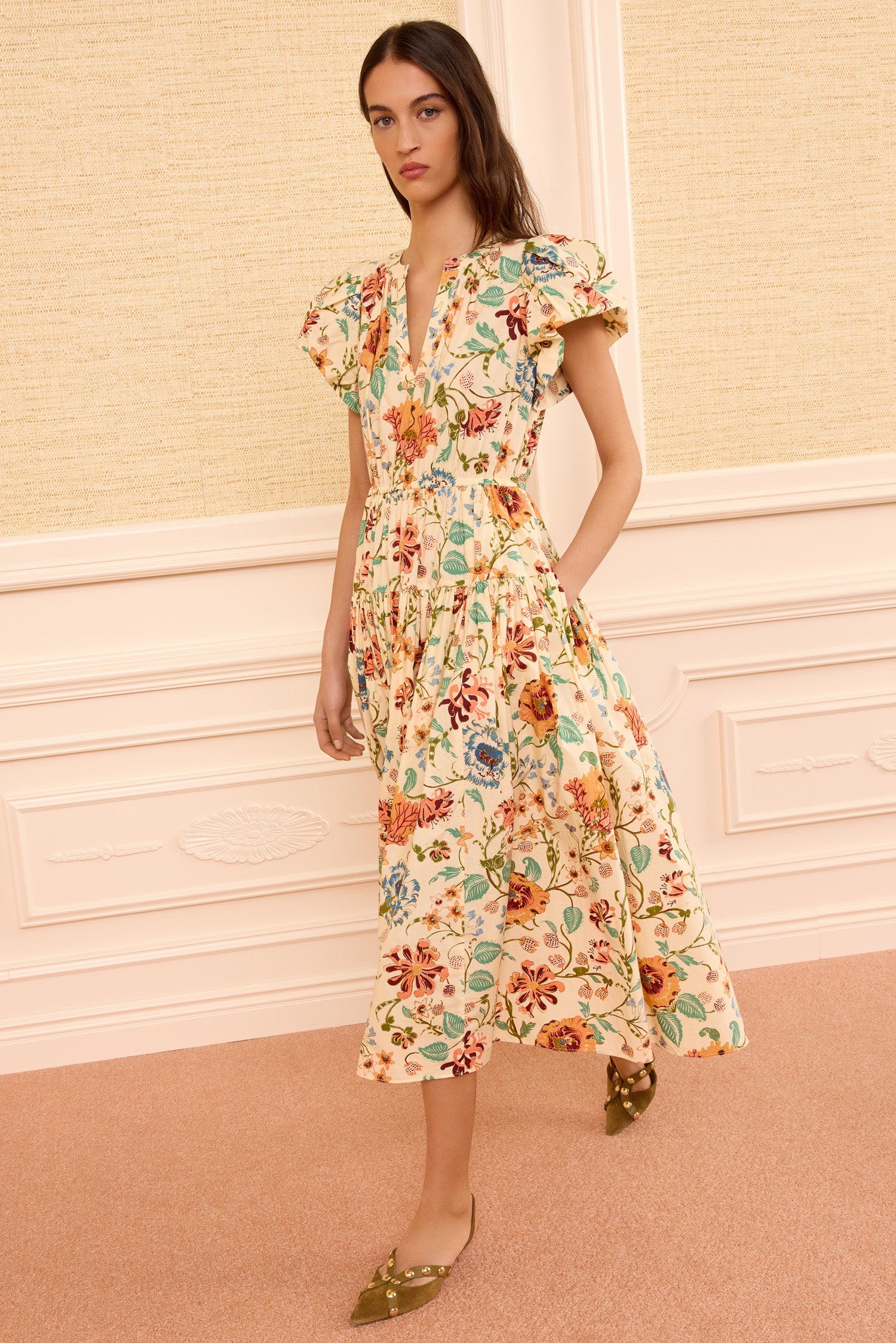Marin Cotton Midi Dress - Abalone