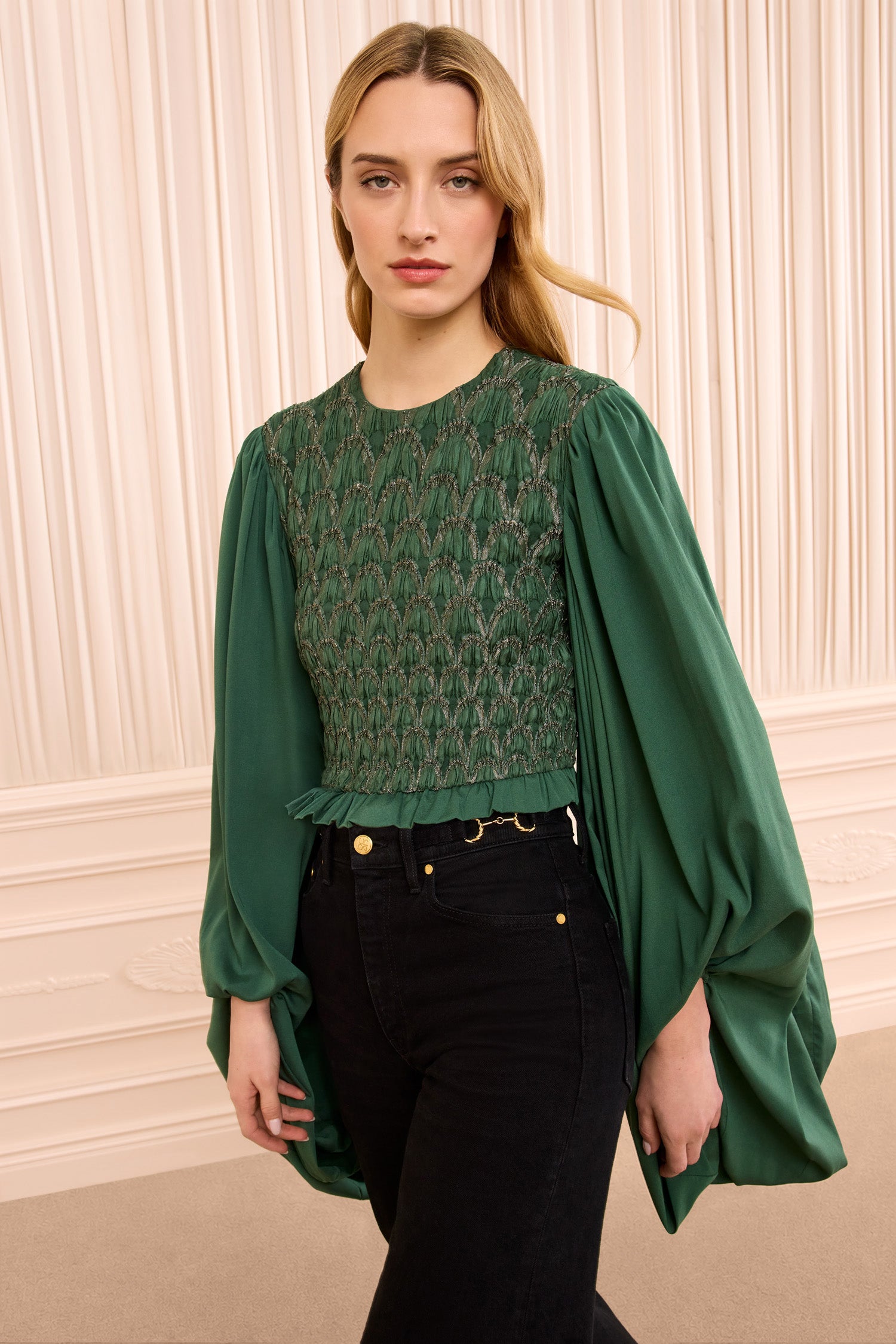 Marlene Long Sleeve Smocked Blouse - Tourmaline
