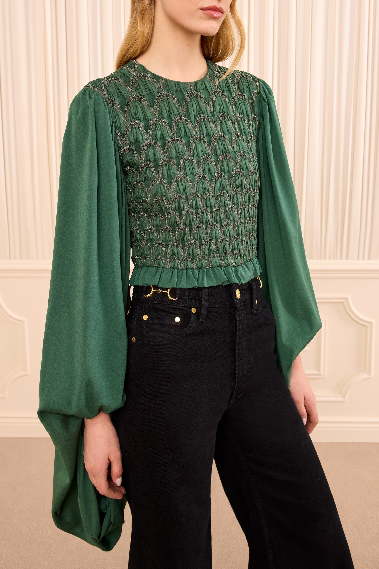 Ulla Johnson Marlene Long Sleeve Smocked Blouse - Tourmaline