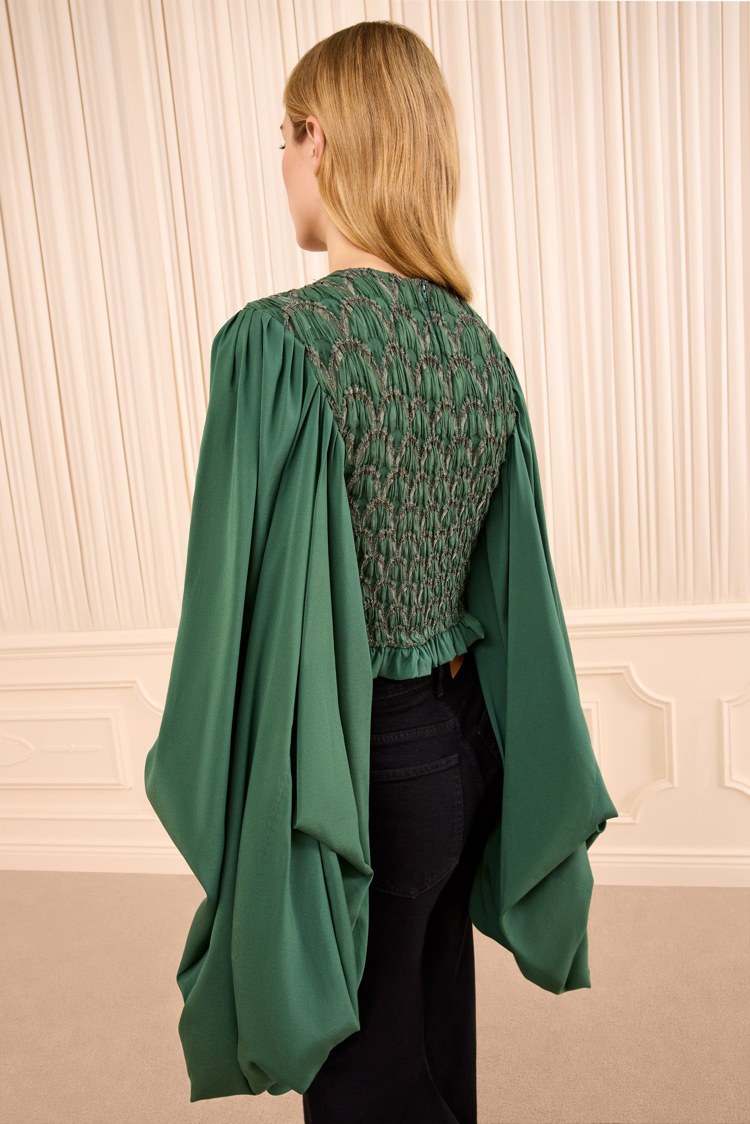 Ulla Johnson Marlene Long Sleeve Smocked Blouse - Tourmaline