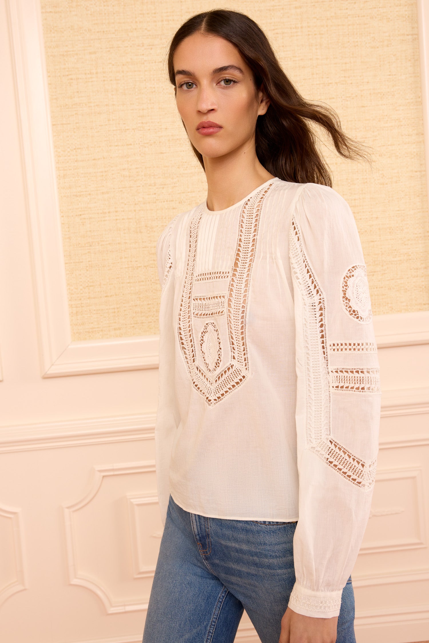 Ulla Johnson Marlowe LS Cotton Top - Pristine