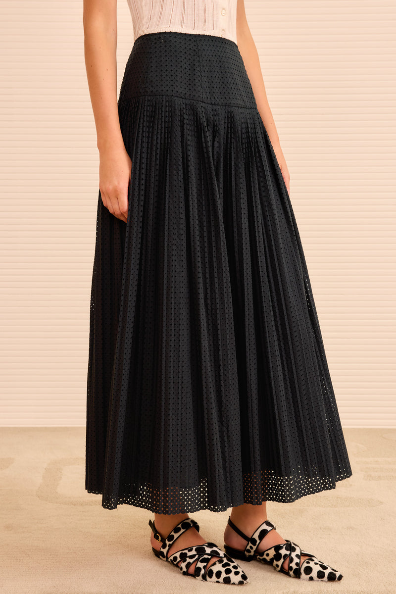 Nalla A‐Line Midi Skirt - Noir - Ulla Johnson