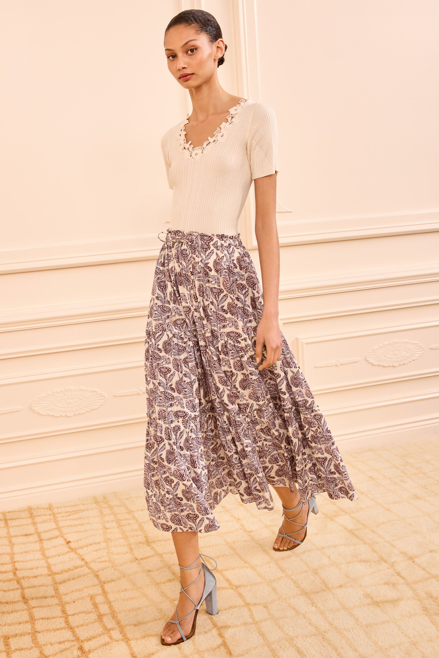 Nessa Cotton Midi Skirt - Meadow