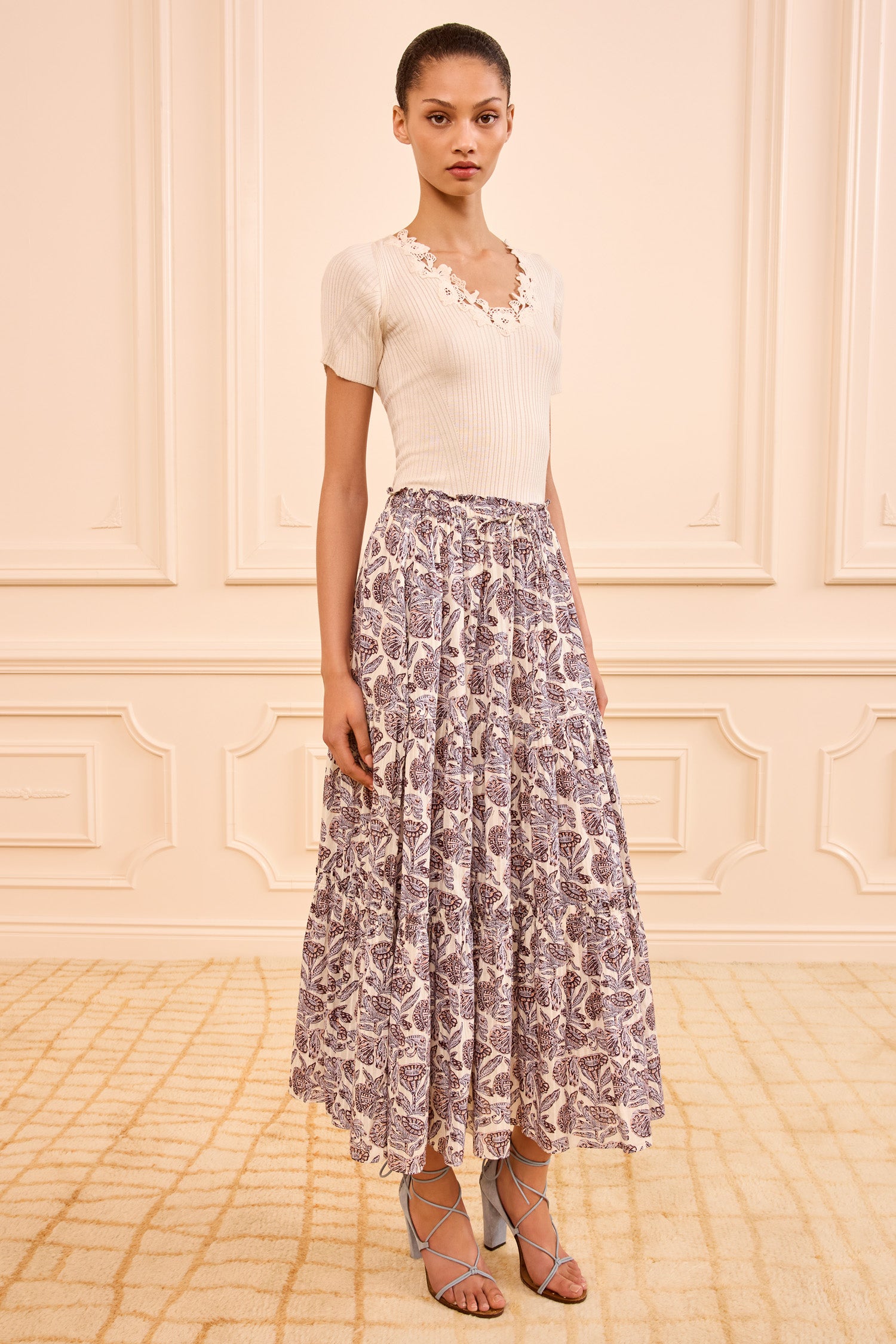 Nessa Cotton Midi Skirt - Meadow