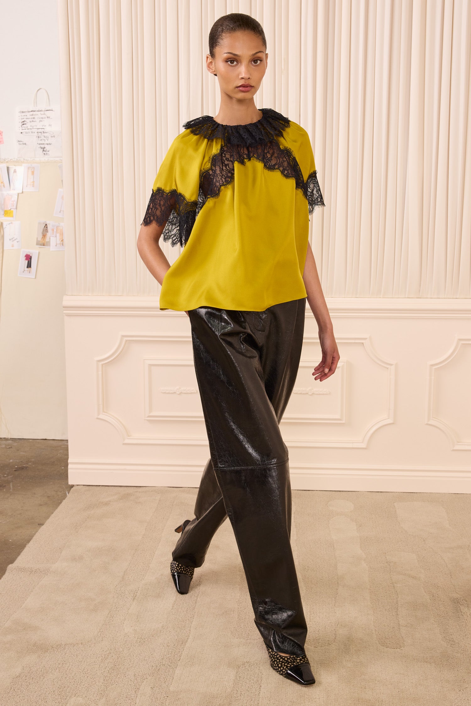 Nina Short Sleeve Silk Blouse - Citrine
