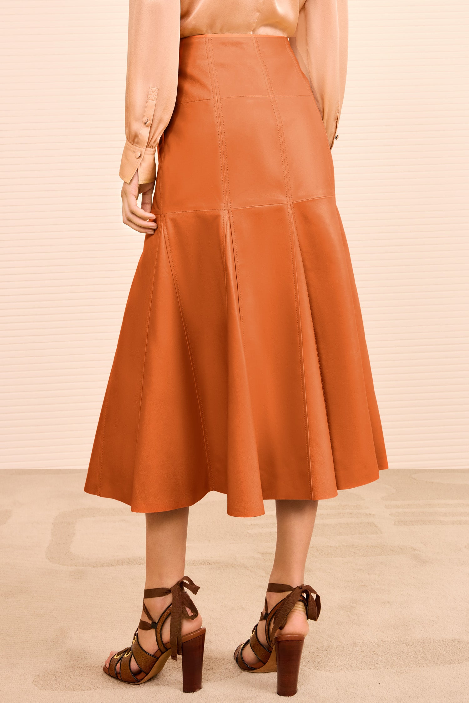 Noemi Fit and Flare Leather Skirt - Sienna