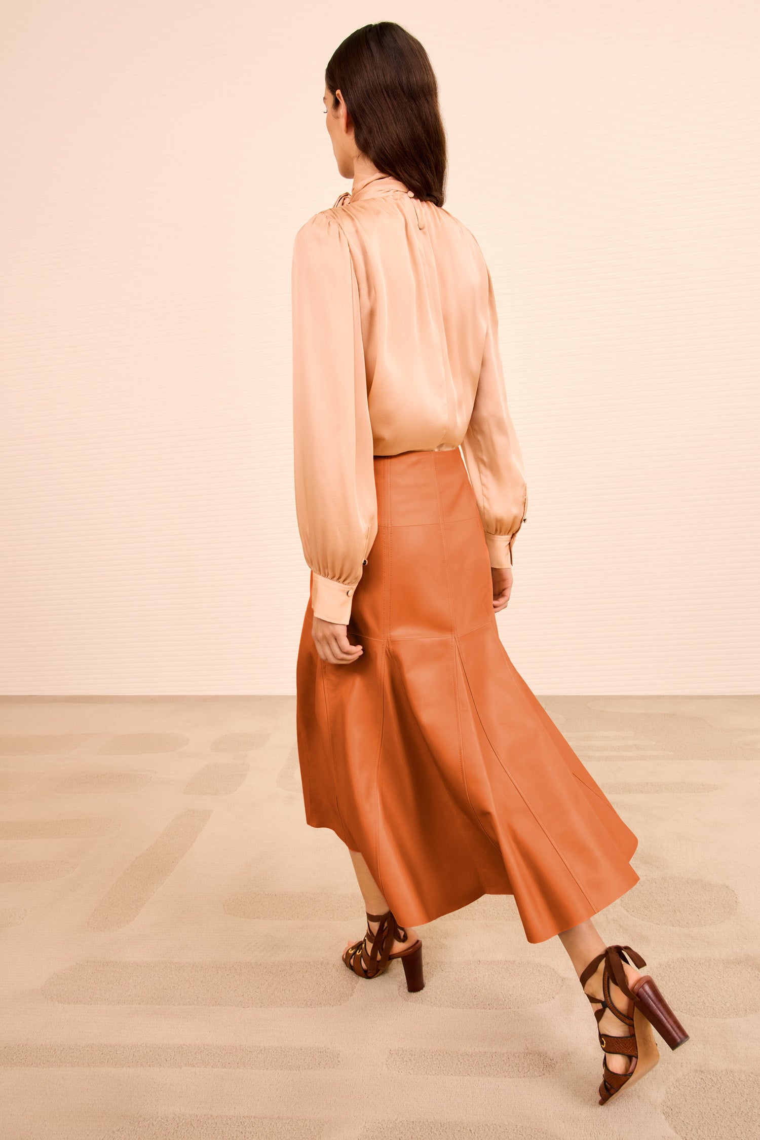 Noemi Fit and Flare Leather Skirt - Sienna