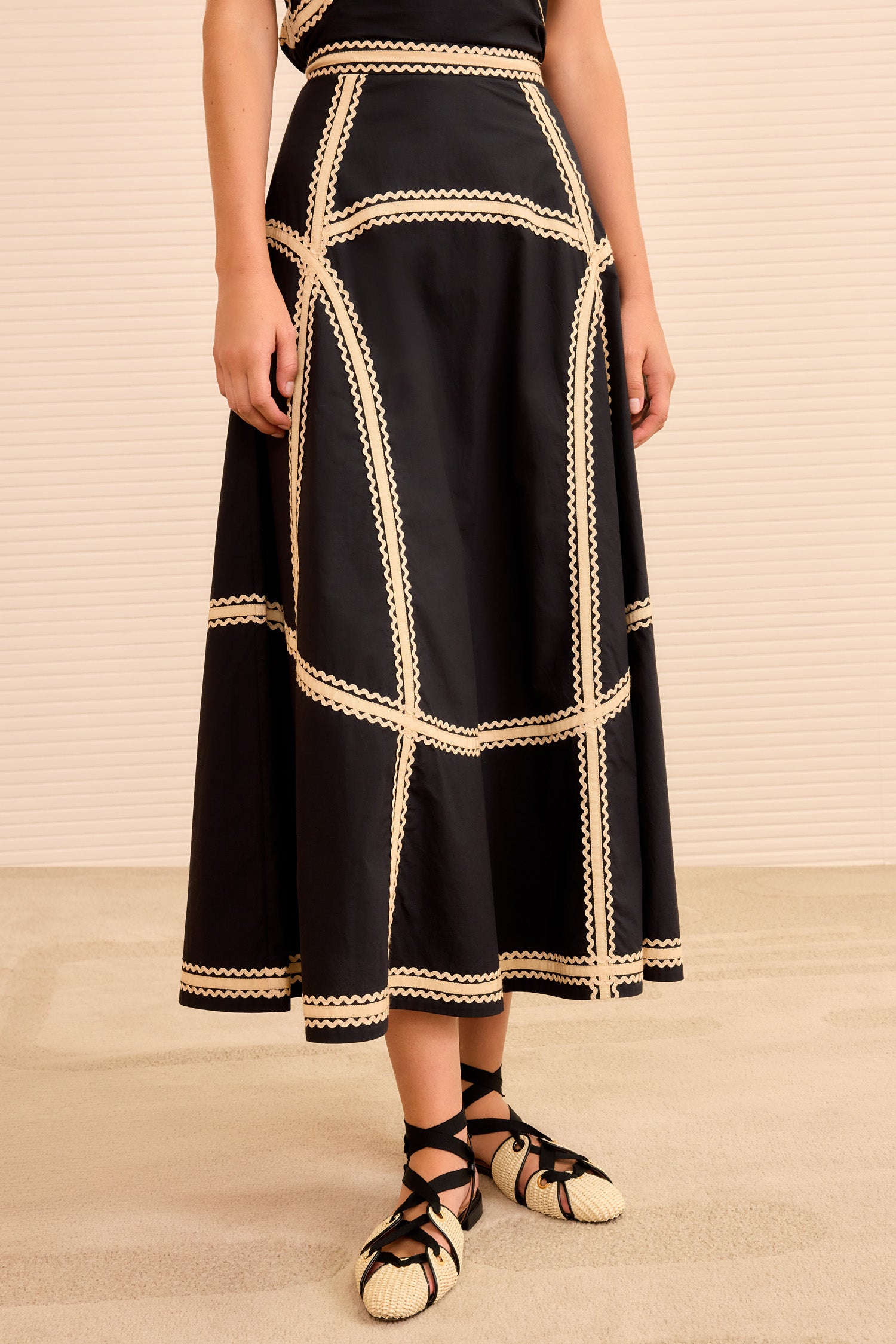 Norah A‐Line Midi Skirt - Noir