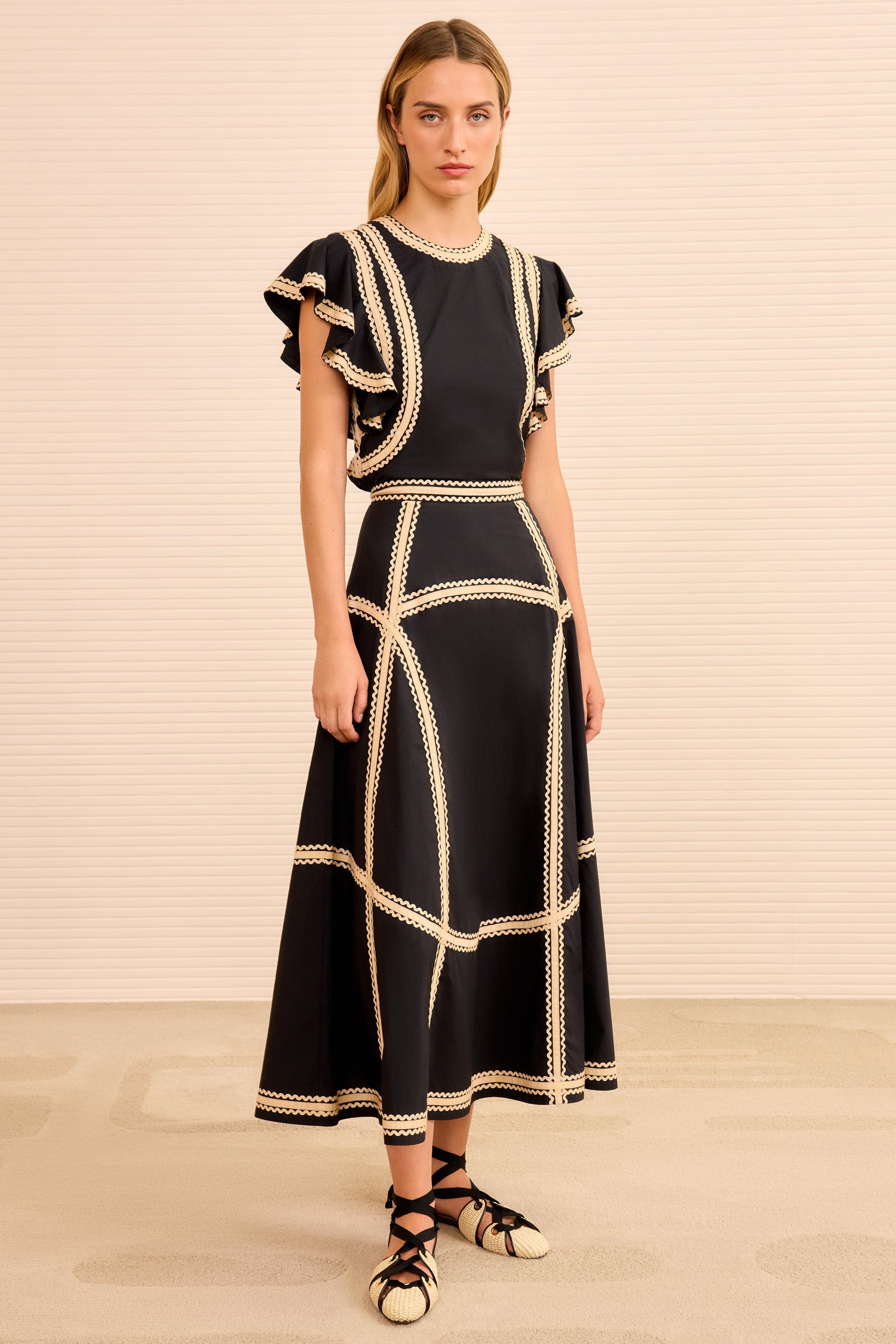 Norah A‐Line Midi Skirt - Noir