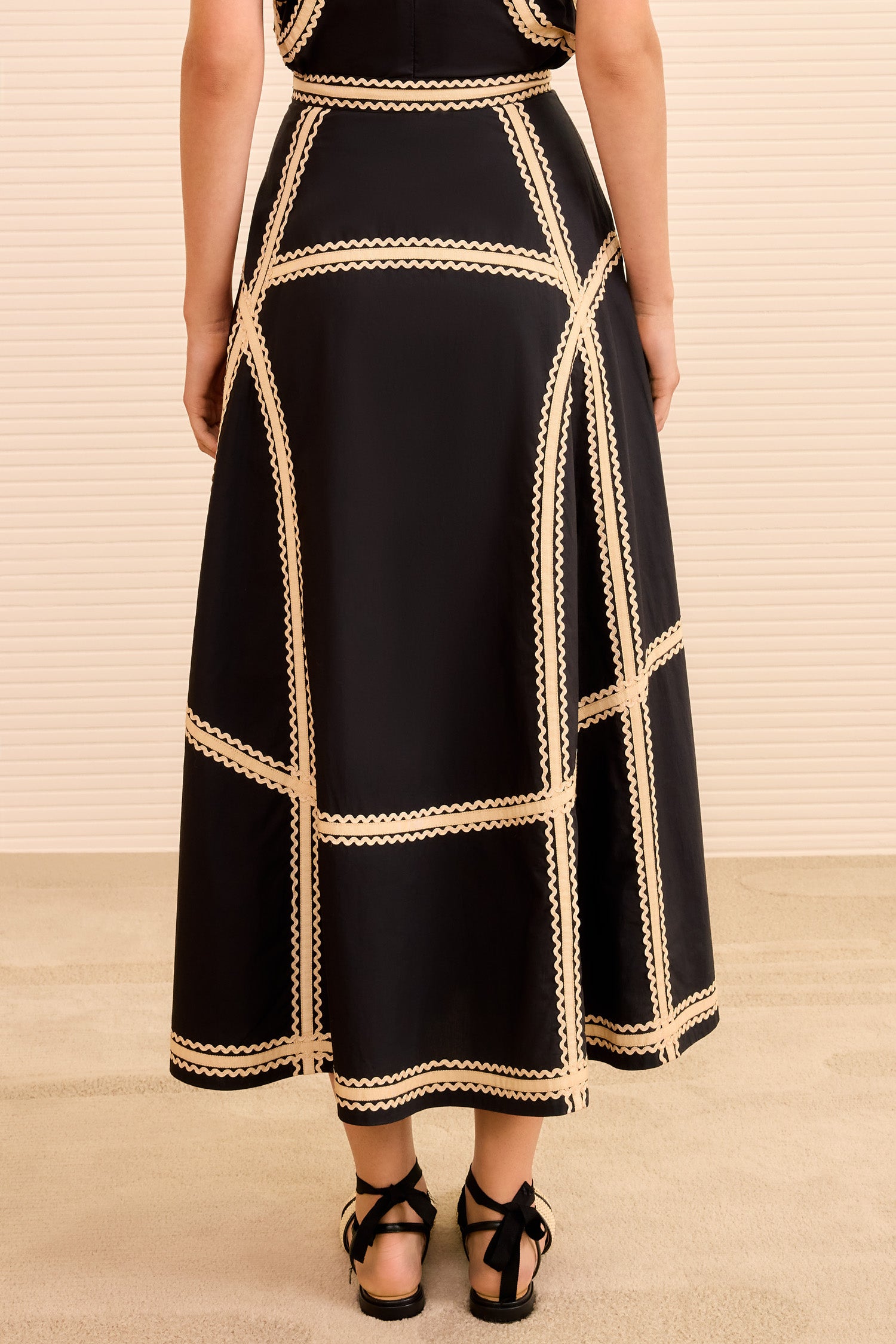 Norah A‐Line Midi Skirt - Noir