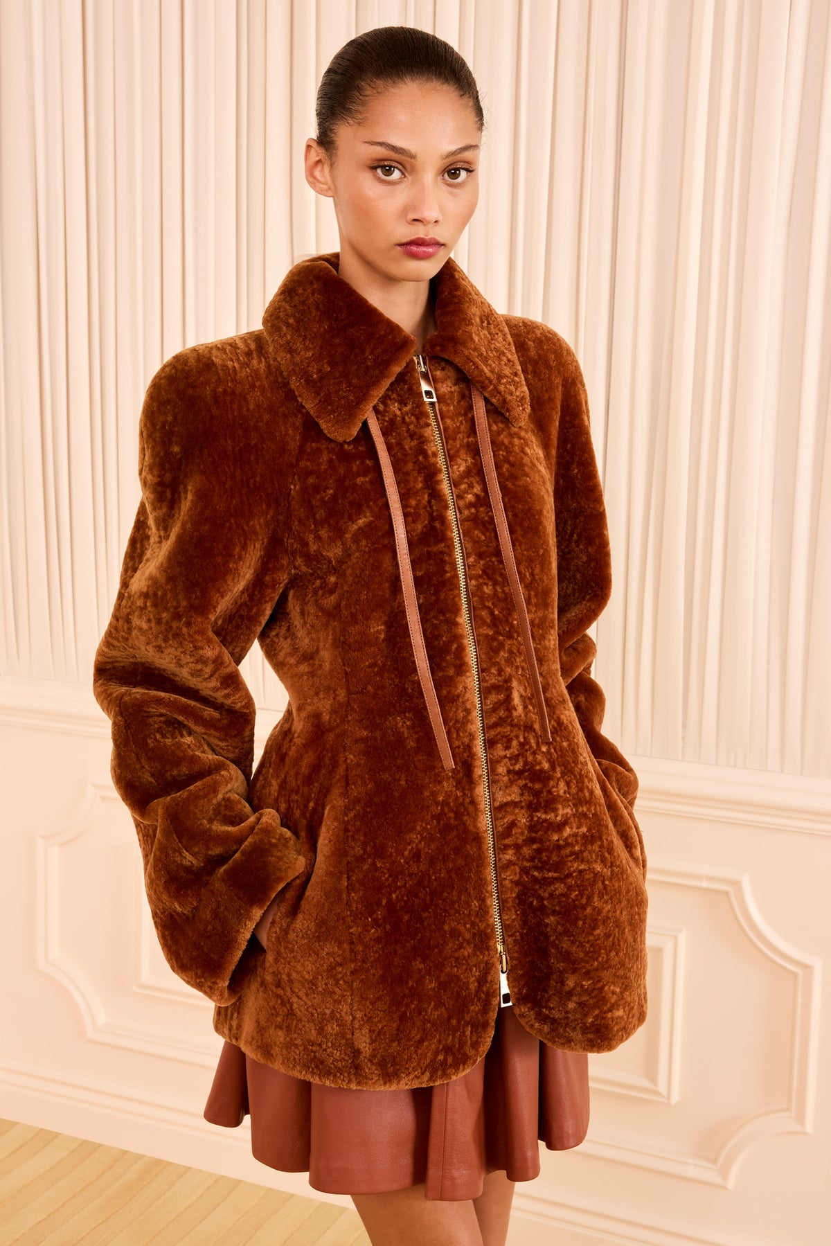 Sienna Shearling Zip Coat - Front View, Luxury Lamb Shearling | Ulla Johnson