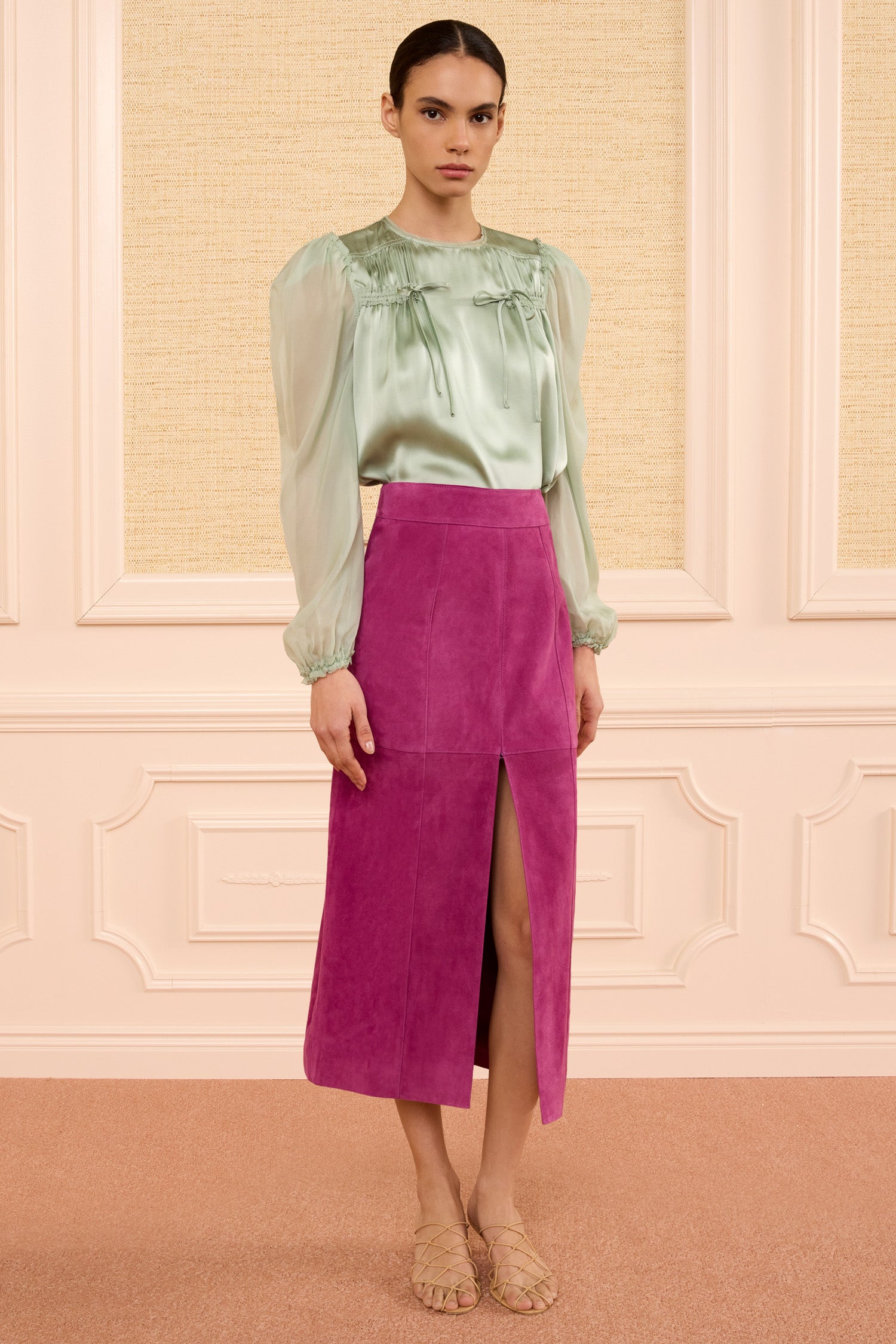 Ulla Johnson Orion Suede Pencil Skirt - Iris