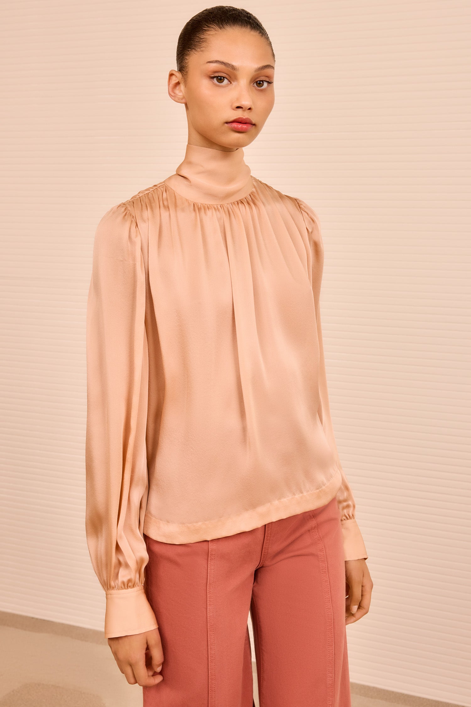 Ornament Tie Neck Blouse - Sand