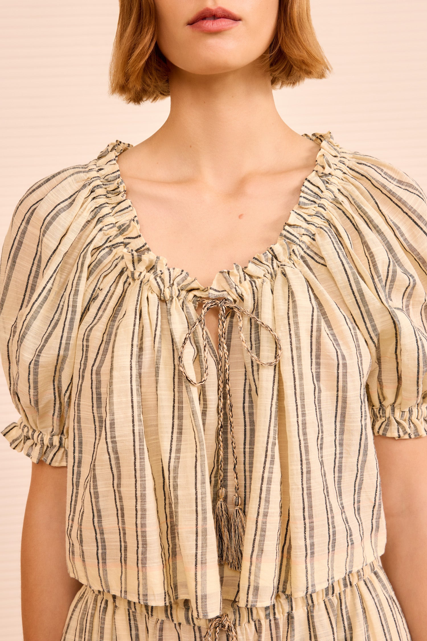 Ulla Johnson Paros Striped Top Coverup - Cowrie Stripe