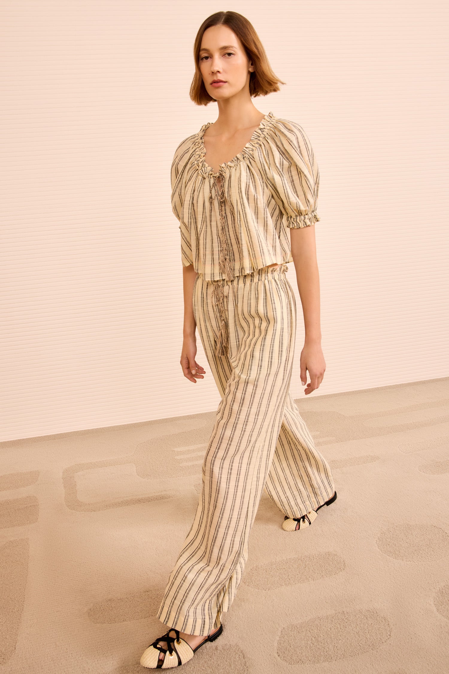 Ulla Johnson Paros Striped Top Coverup - Cowrie Stripe