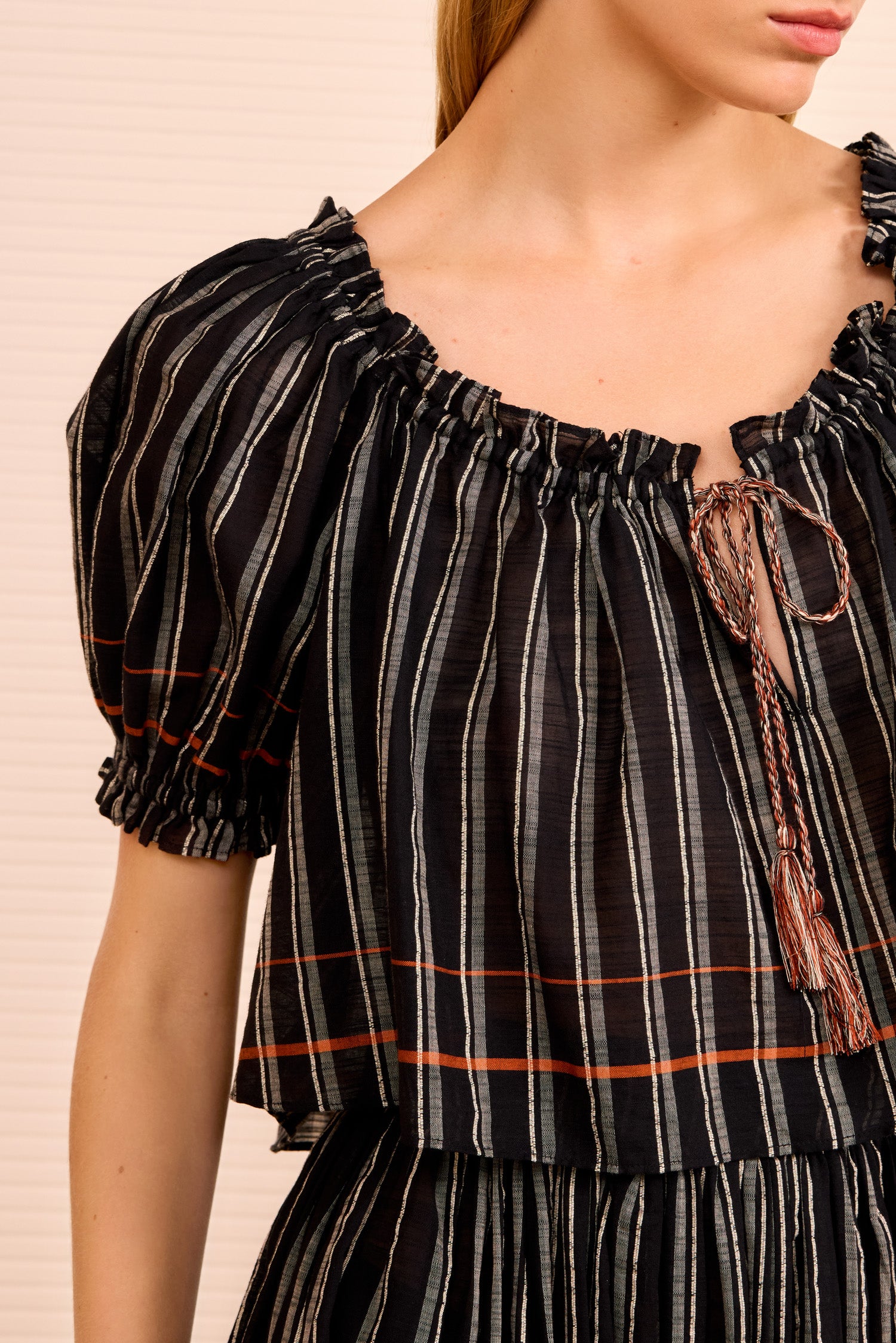 Ulla Johnson Paros Striped Top Coverup - Noir Stripe