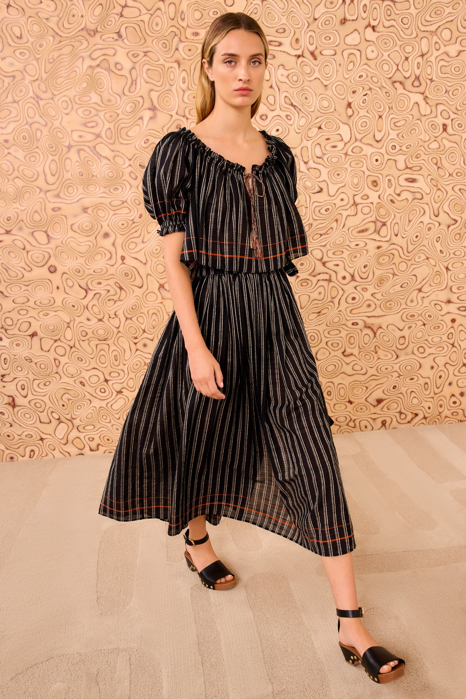 Paros Striped Top Coverup - Noir Stripe