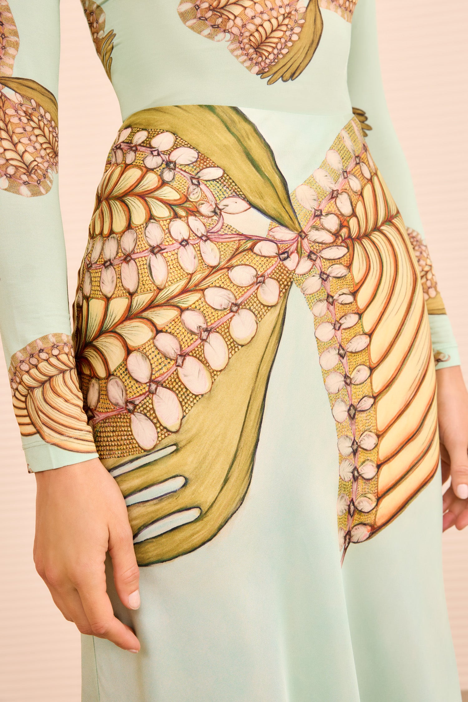 Pera Midi Slip Skirt - Water Blossoms