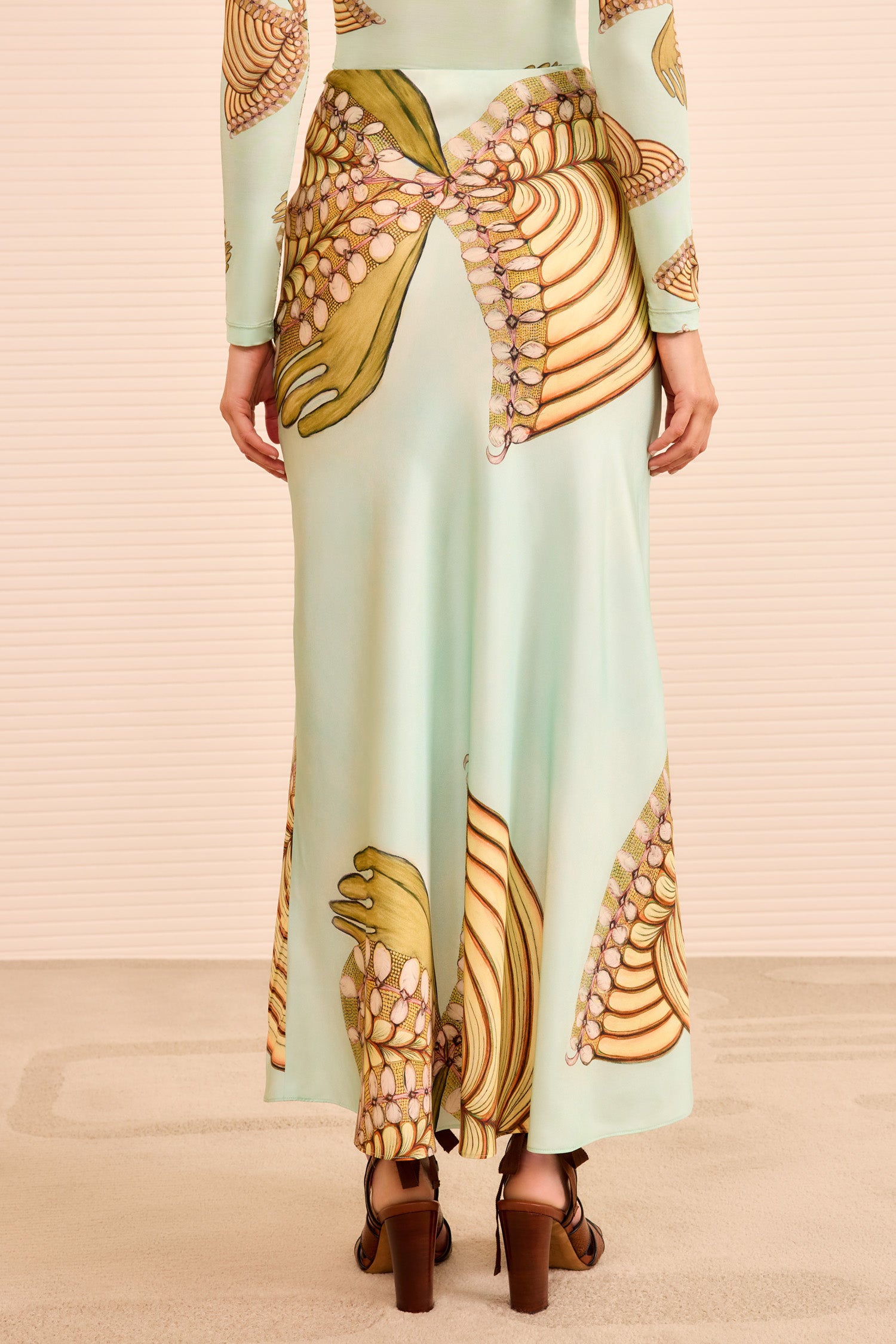 Pera Midi Slip Skirt - Water Blossoms