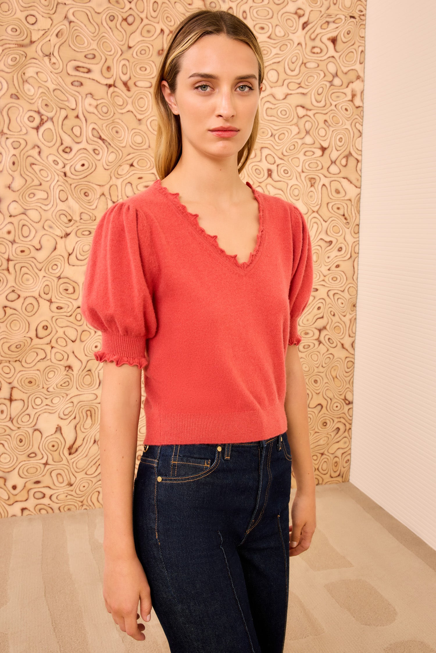 Polline Short Sleeve Top - Coral