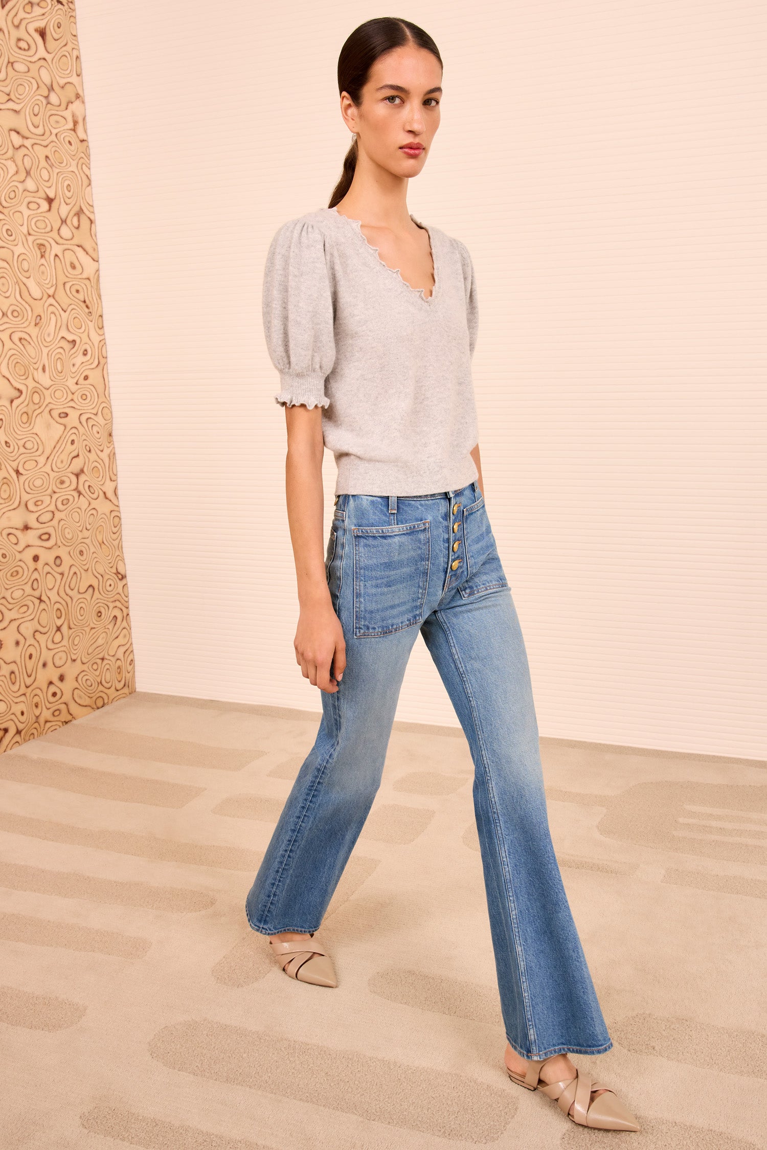 Ulla Johnson Polline Short Sleeve Top - Pebble