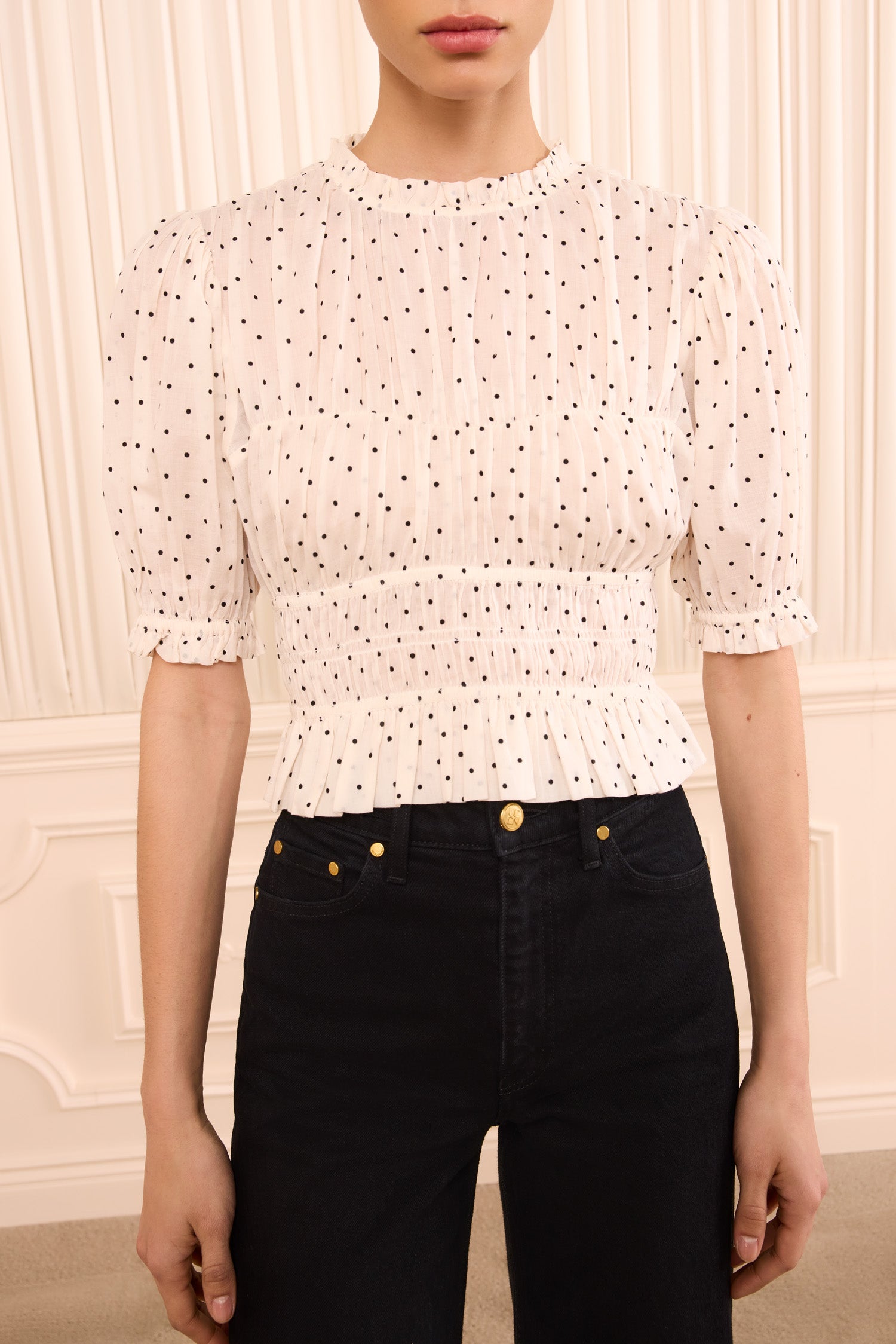Ulla Johnson Rae Short Sleeve Cotton Top - Blanc