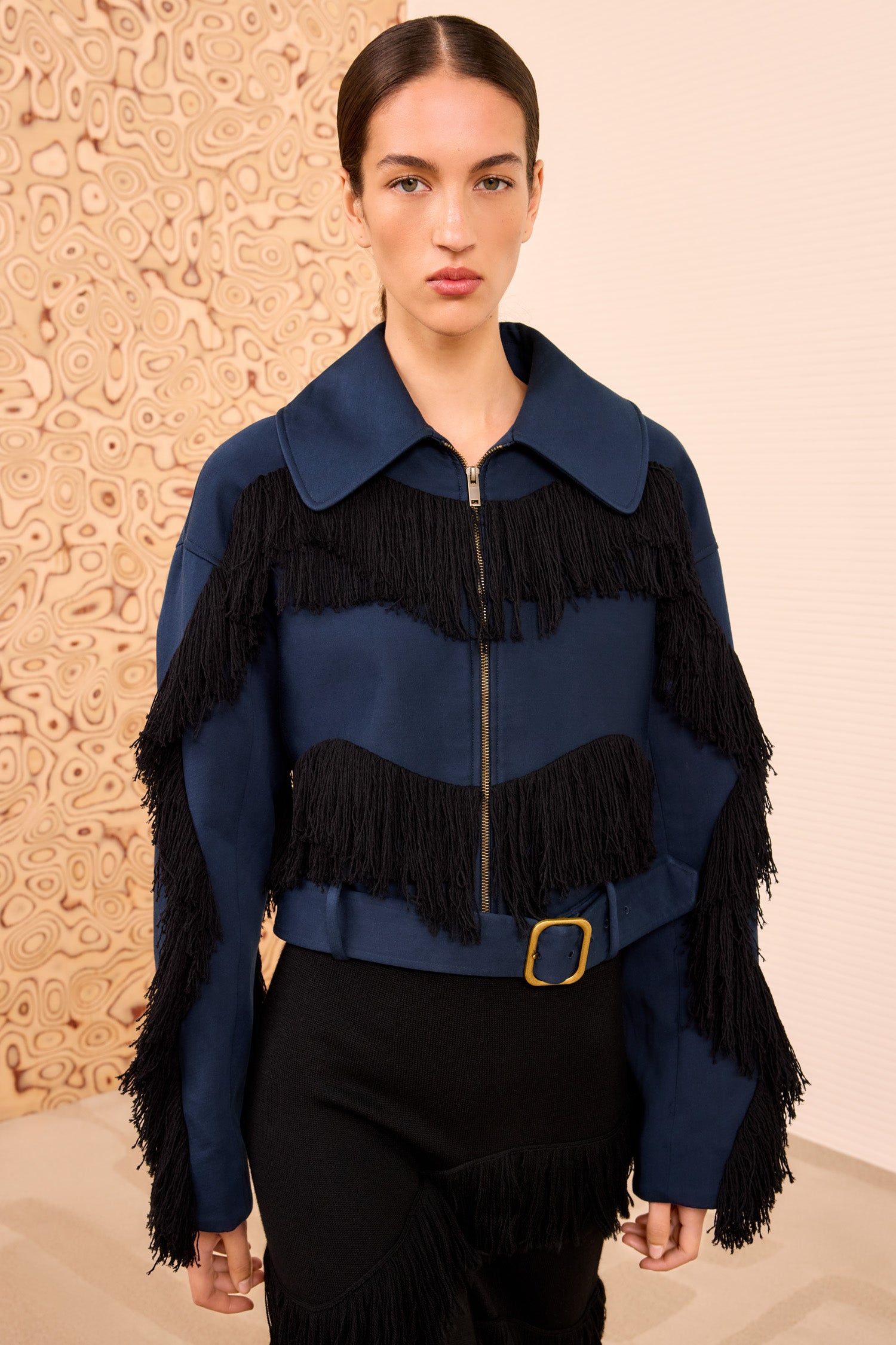 Raffela Cropped Fringe Jacket - Nuit