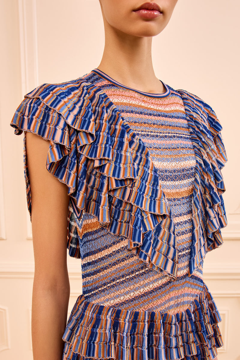 Ulla Johnson Raina Ruffle Knit Maxi Dress - Sunset