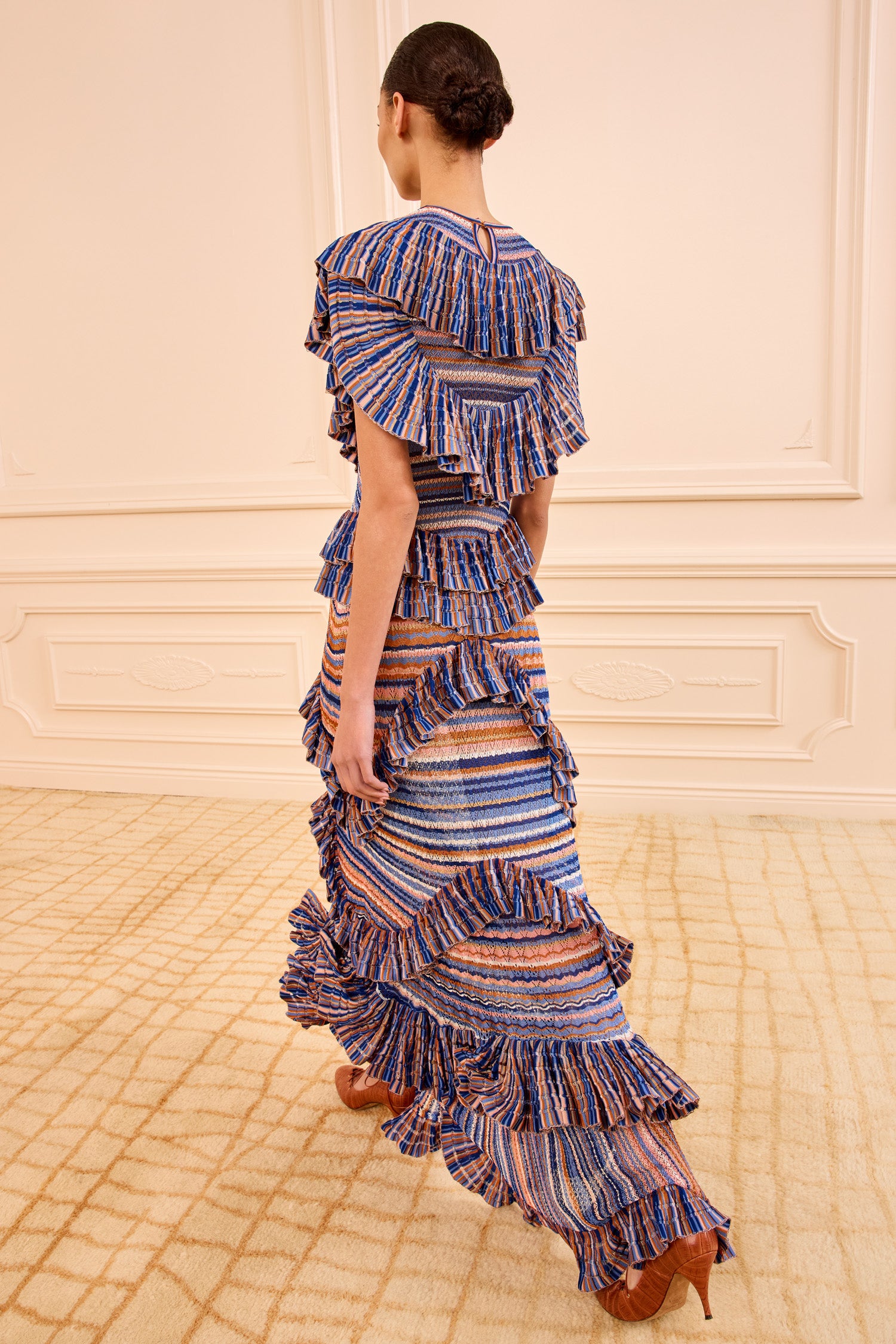 Raina Ruffle Knit Dress - Sunset