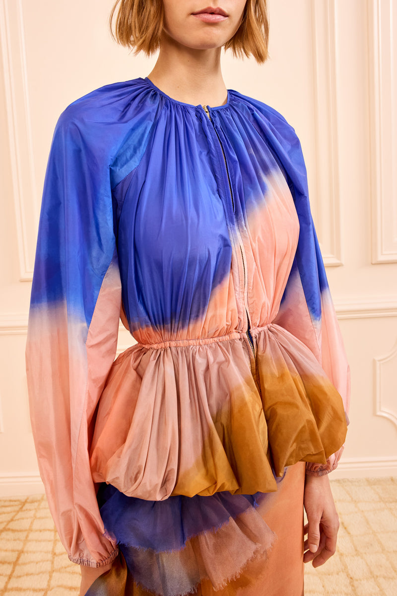 Rana Peplum Jacket - Moontide Sheer Long Sleeve Collarless Jacket