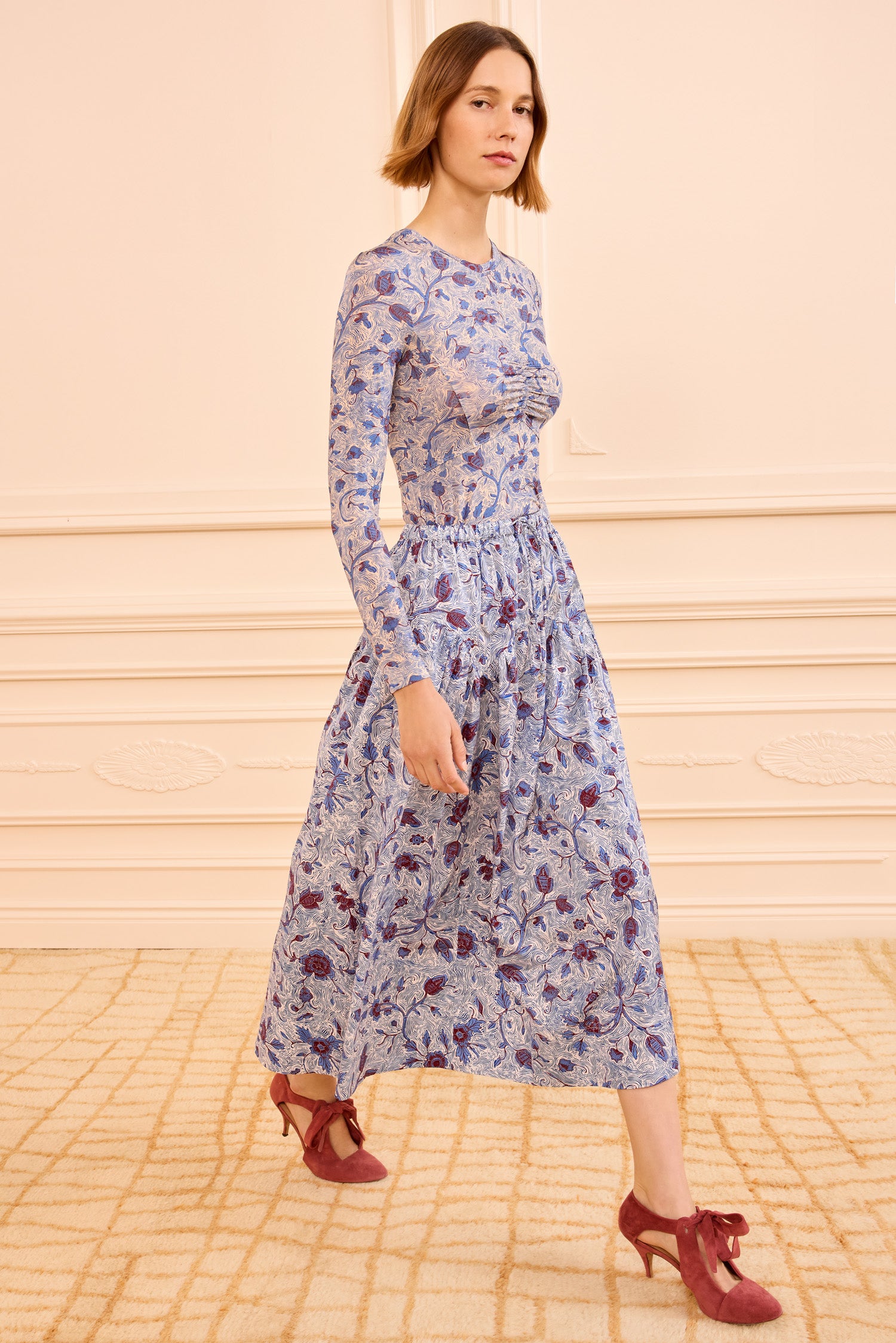 Rosen Cotton Midi Skirt - Gardenia