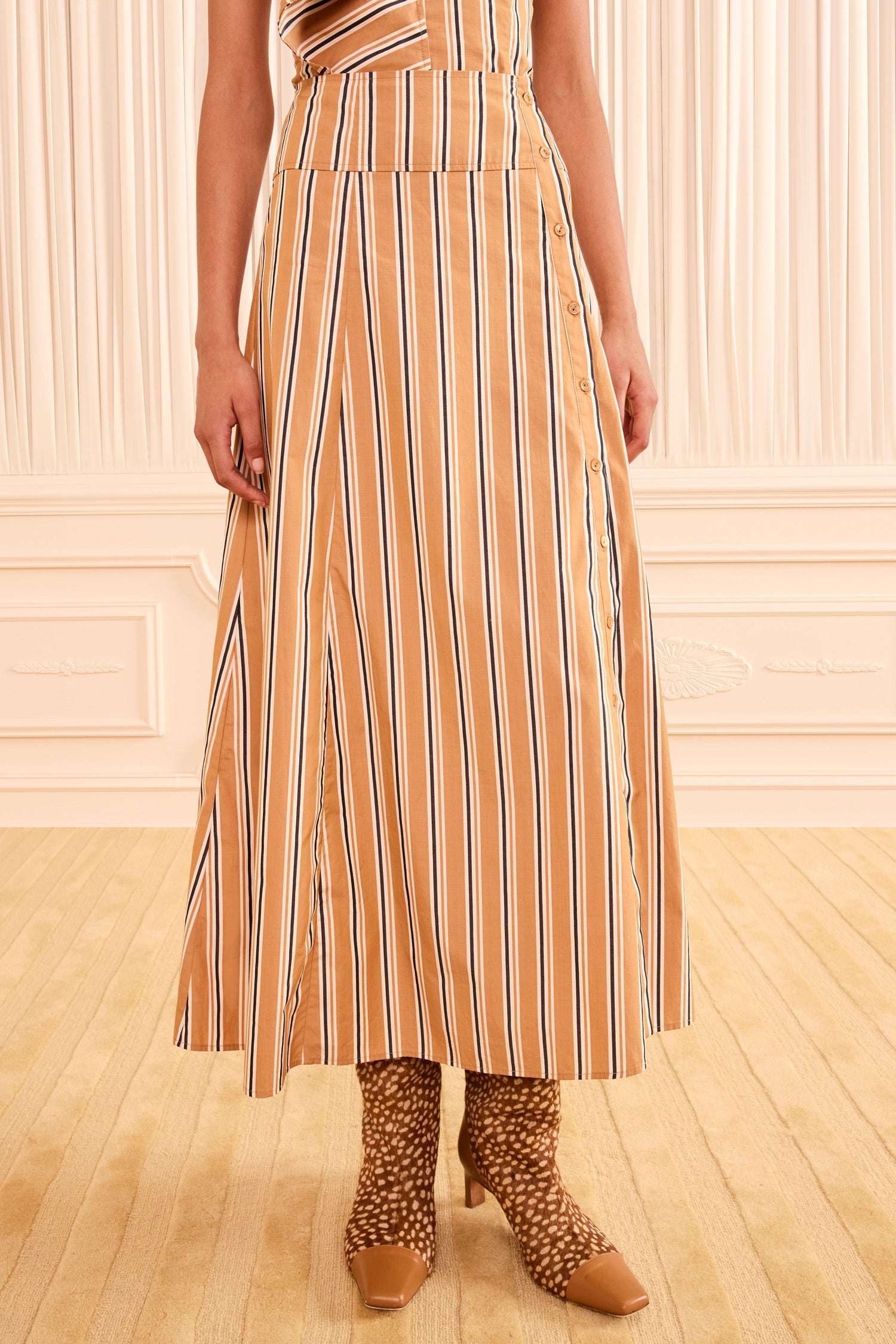 Ulla Johnson Gonna midi Rosenne - Fawn Stripe