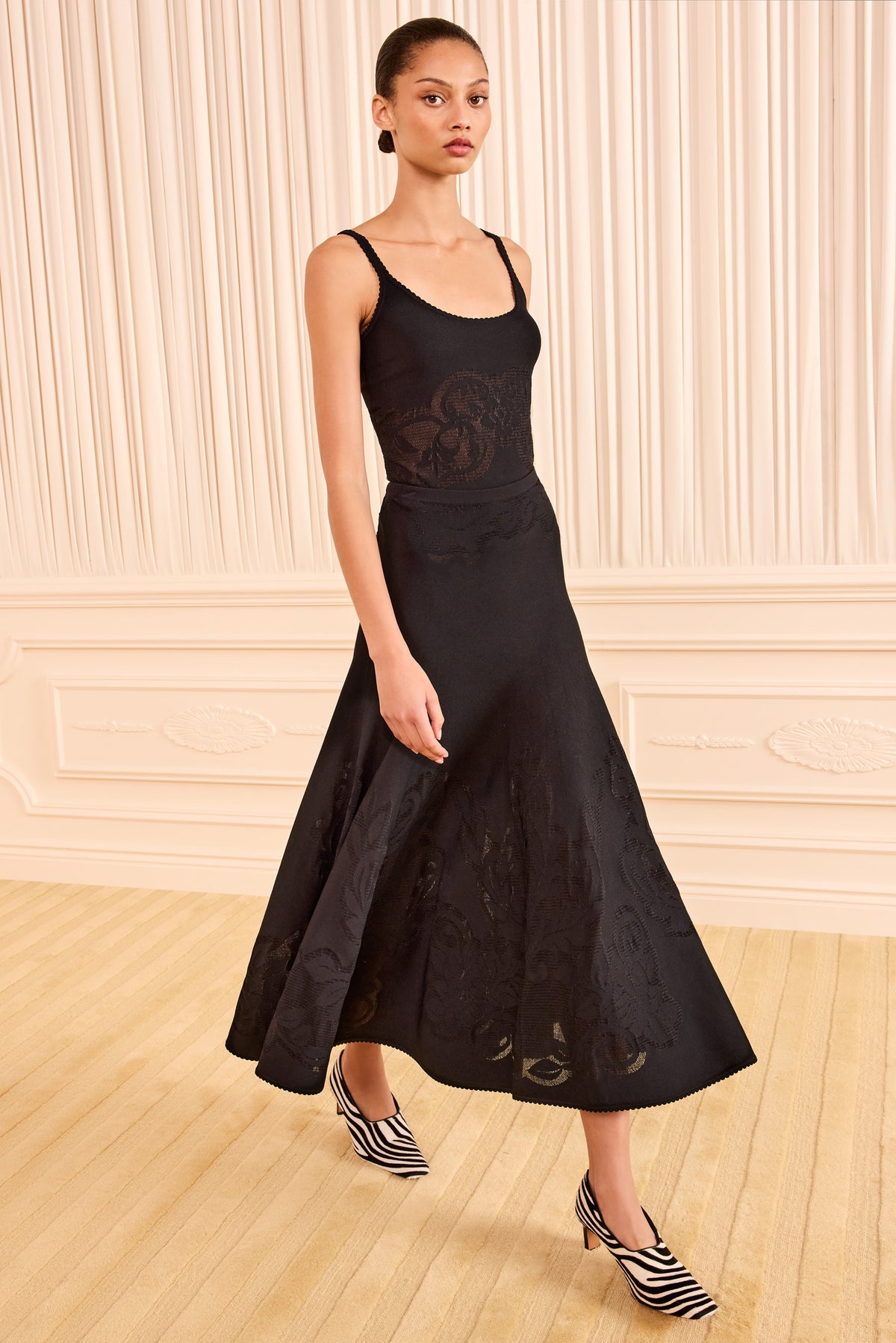 Rosina Midi Knit Skirt - Noir