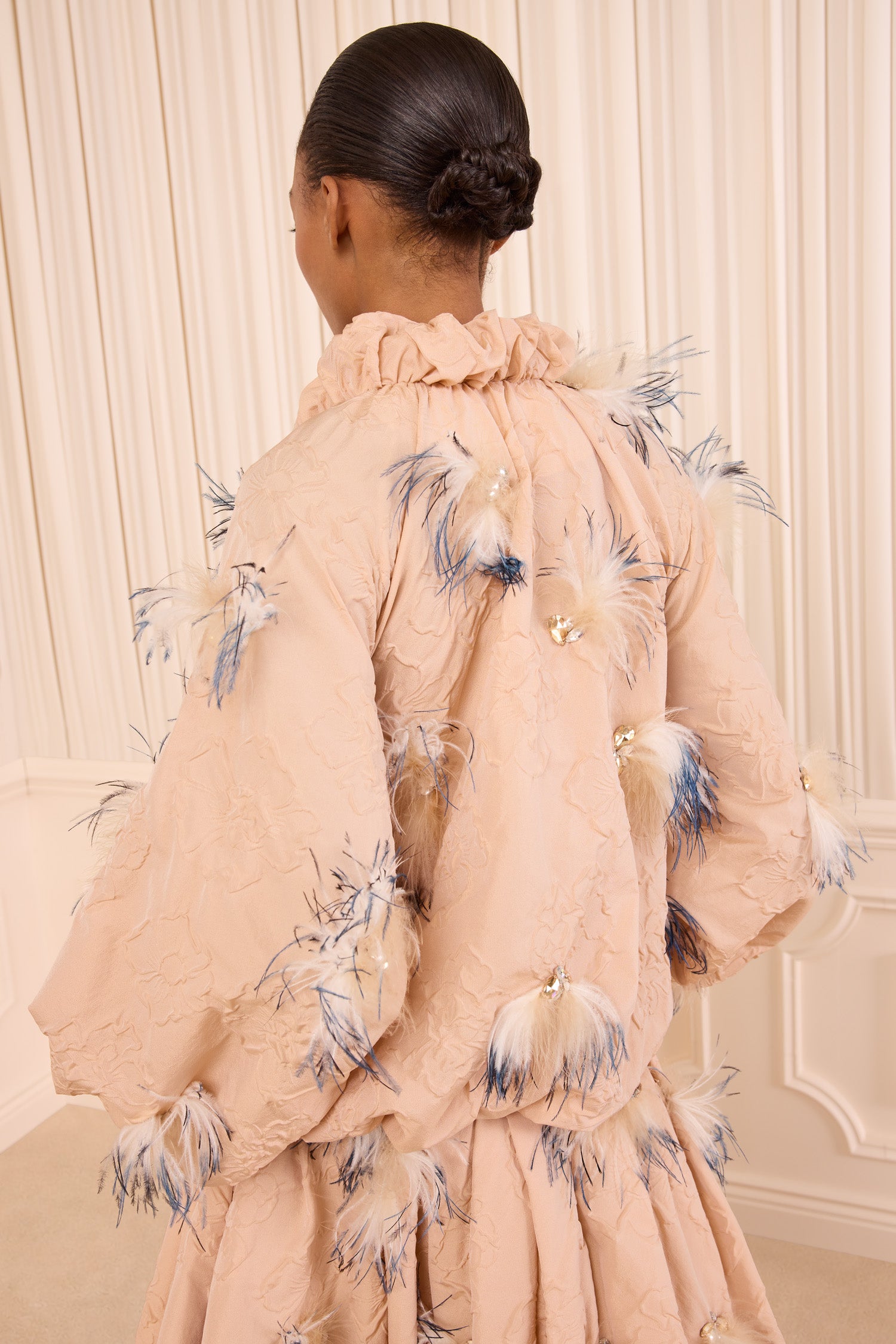 Roux Nylon Jacket with Embellishments - Almond