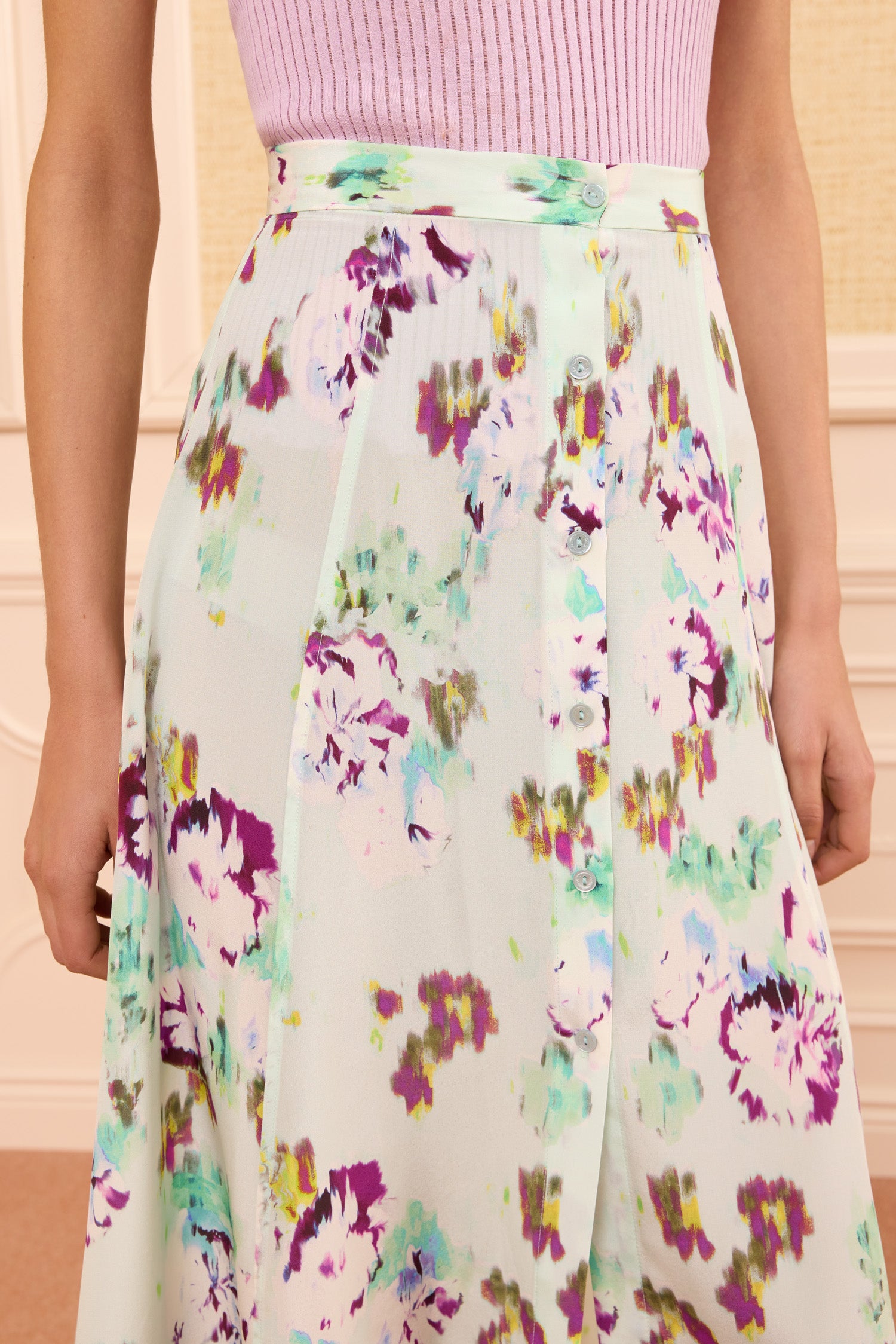 Rowan Silk Midi Skirt - Oasis