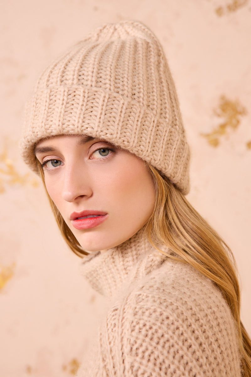 Shelby Alpaca Knit Hat - Dune Khaki Alpaca Knit Hat - Ulla Johnson