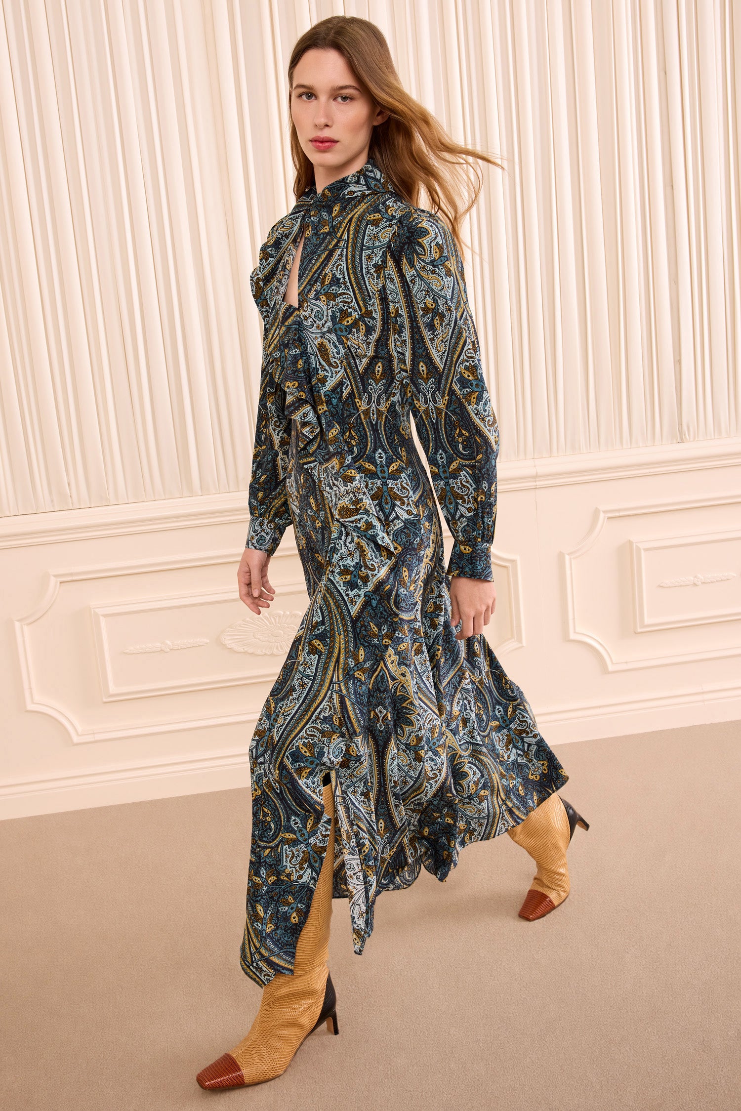 Ulla Johnson Sabrina Long Sleeve Silk Dress - Prussian