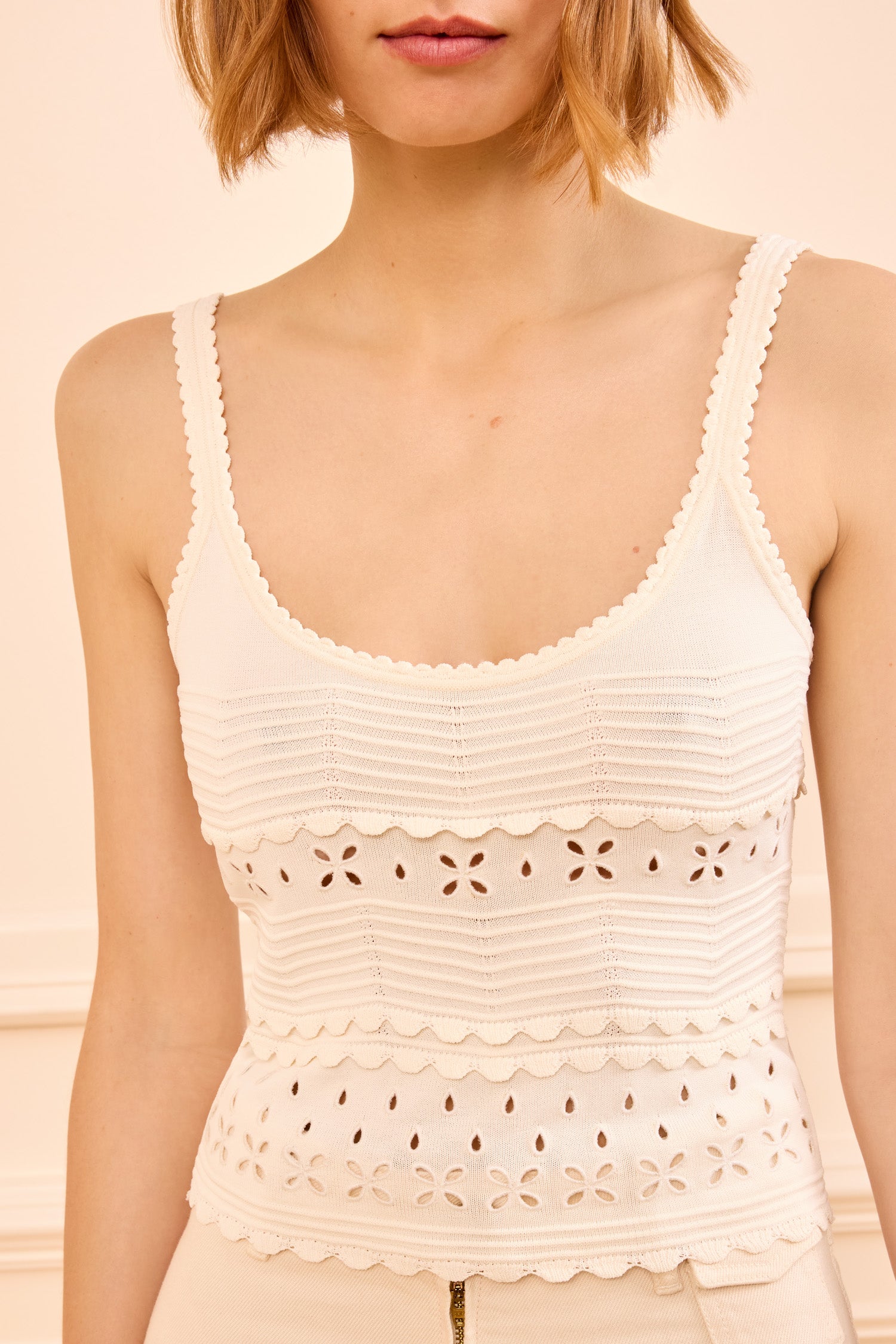 Ulla Johnson Esme Eyelet Knit Camisole - Cowrie