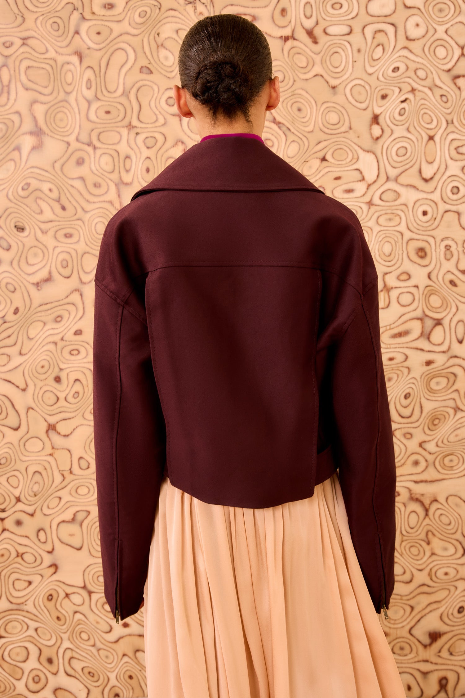 Signal Cropped Belted Jacket - Claret