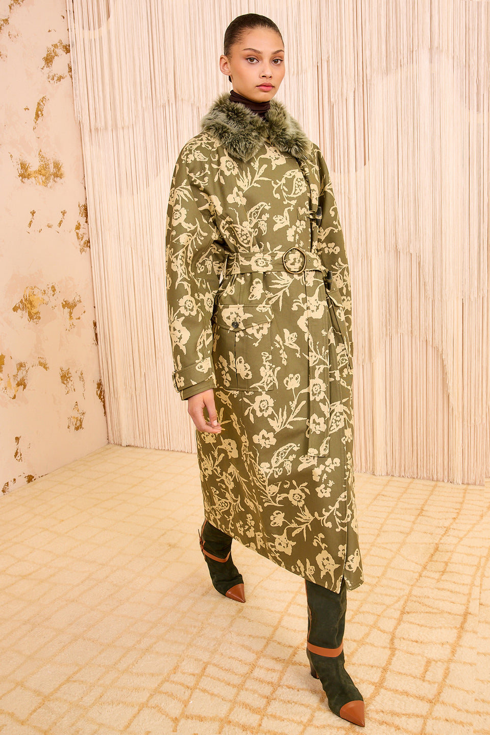 Sigrid Trench Coat with Removeable Collar - Viridescent