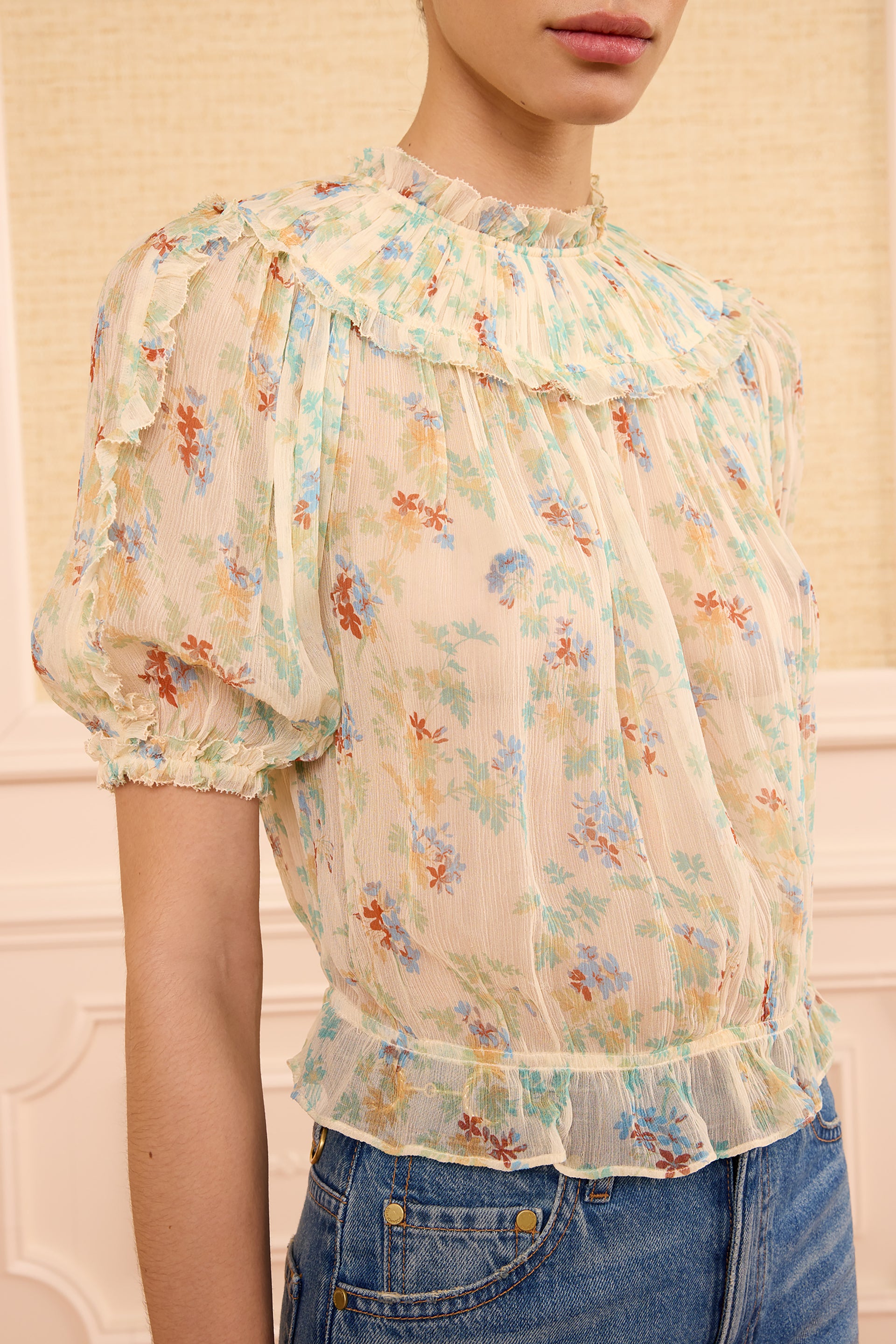 Ulla Johnson Solenne SS Silk Top - Moon Petal