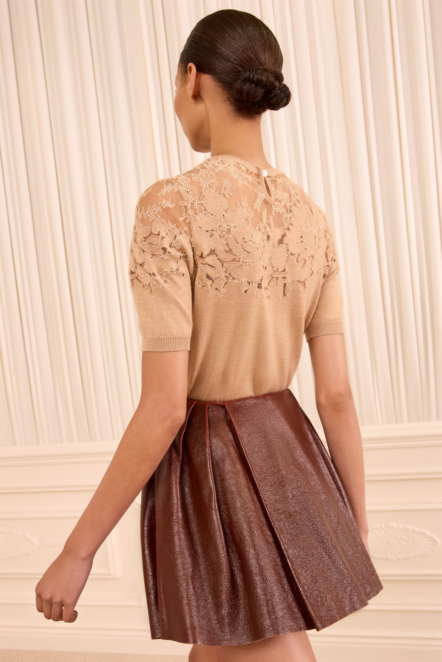Sophie Leather Mini Skirt - Cognac