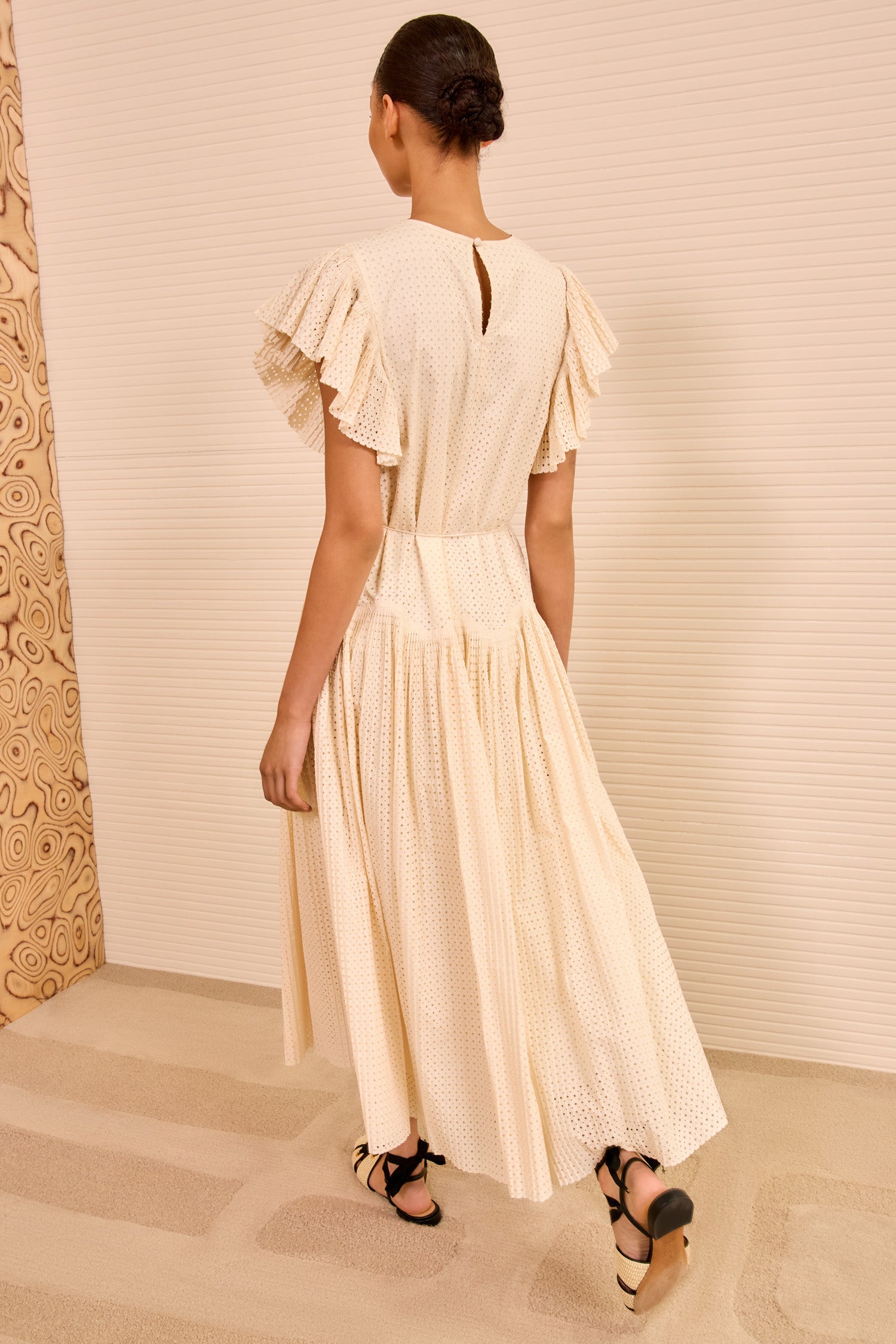 Ulla Johnson Sylvaine Flutter Sleeve Midi Dress - Cowrie