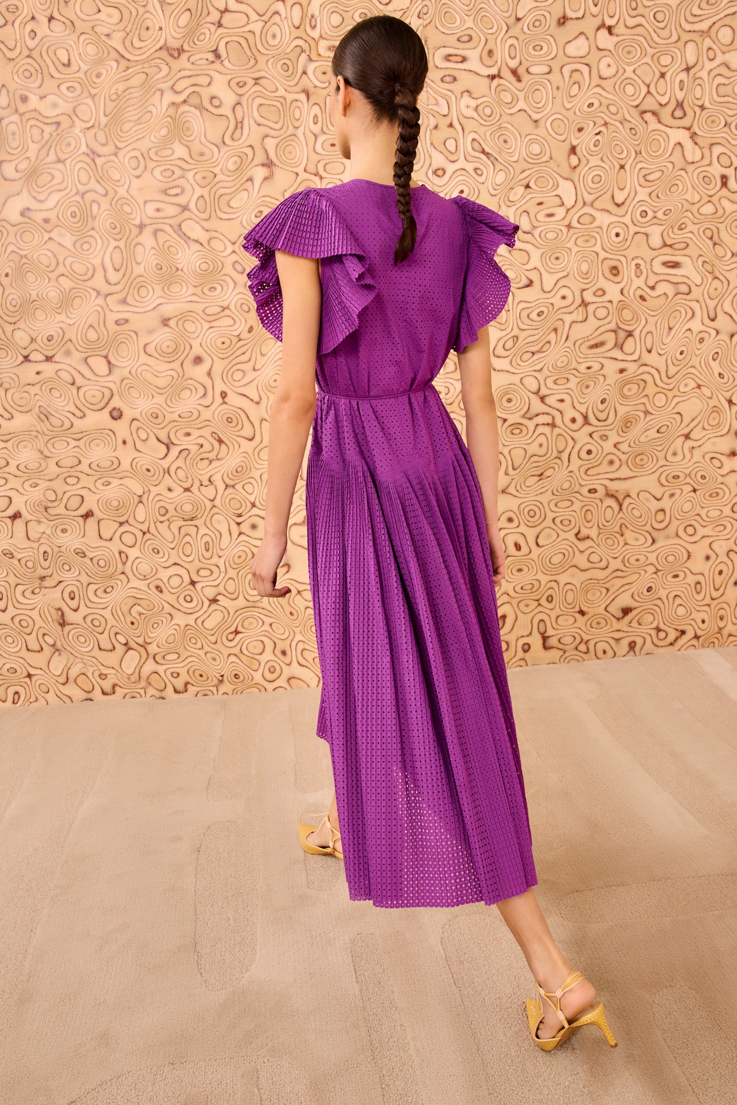 Sylvaine Flutter Sleeve Midi Dress - Iris